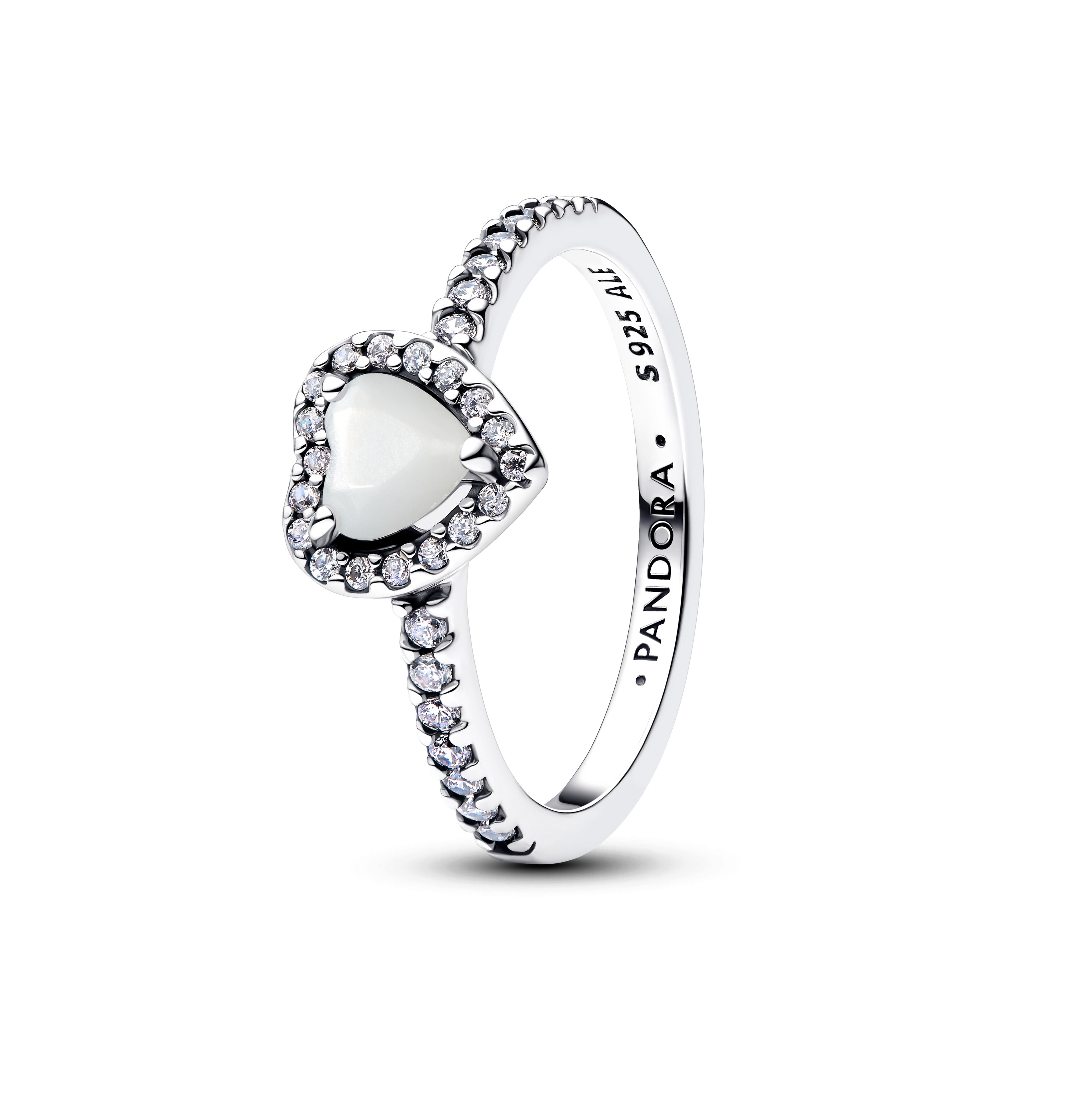 June Crystal Birthstone Elevated White Heart Ring