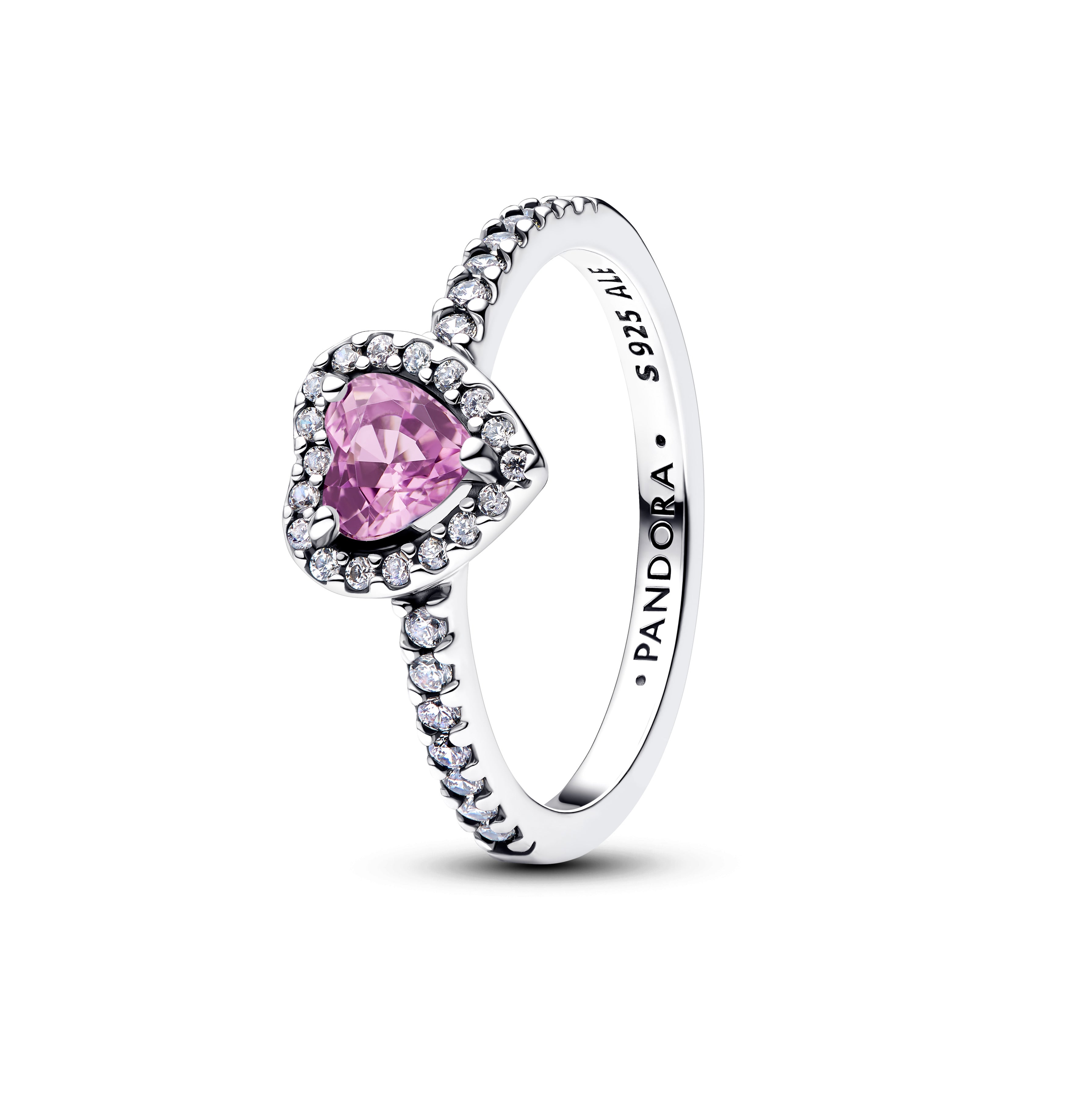 February Crystal Birthstone Elevated Light Purple Heart Ring