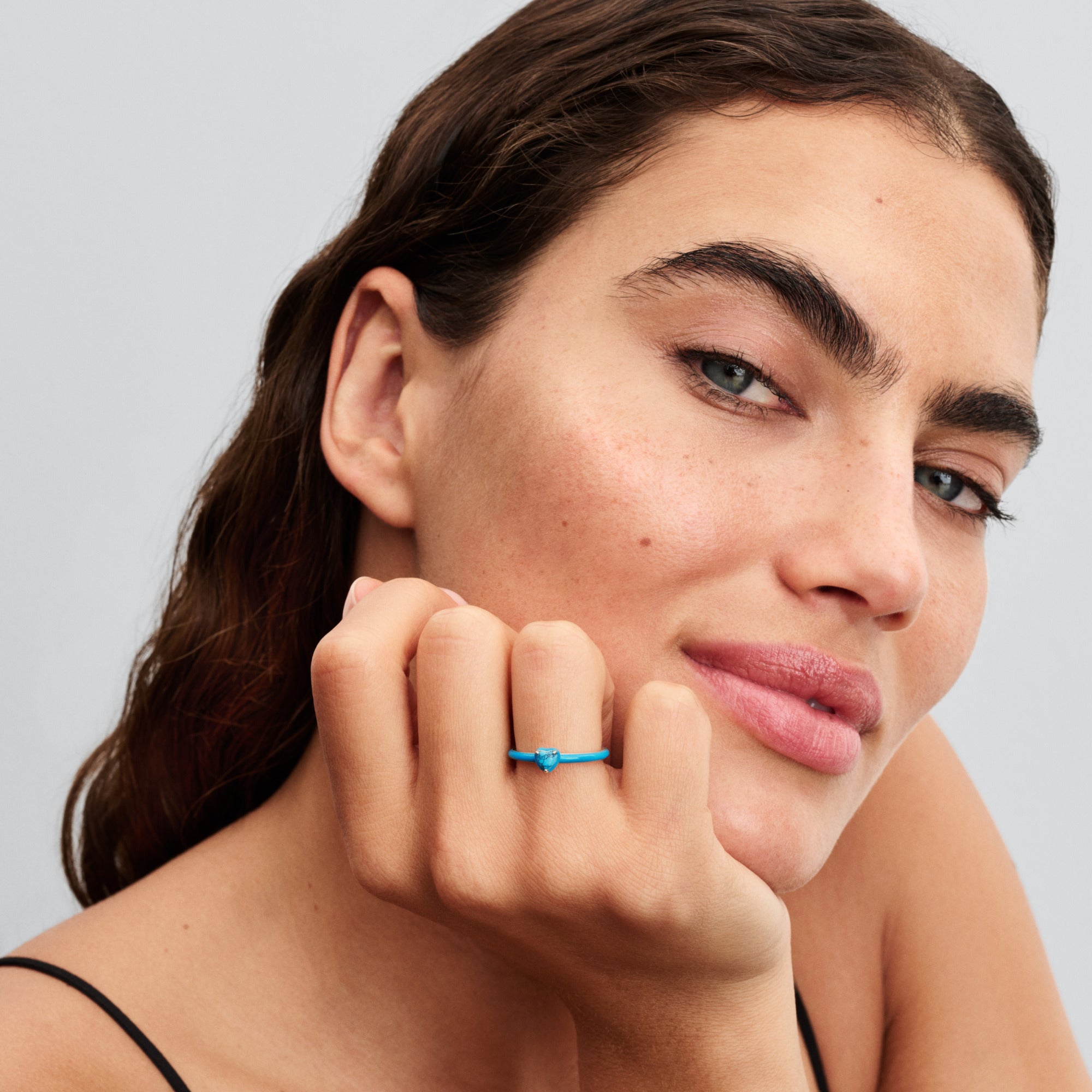 Turquoise-colored Heart Stone Ring