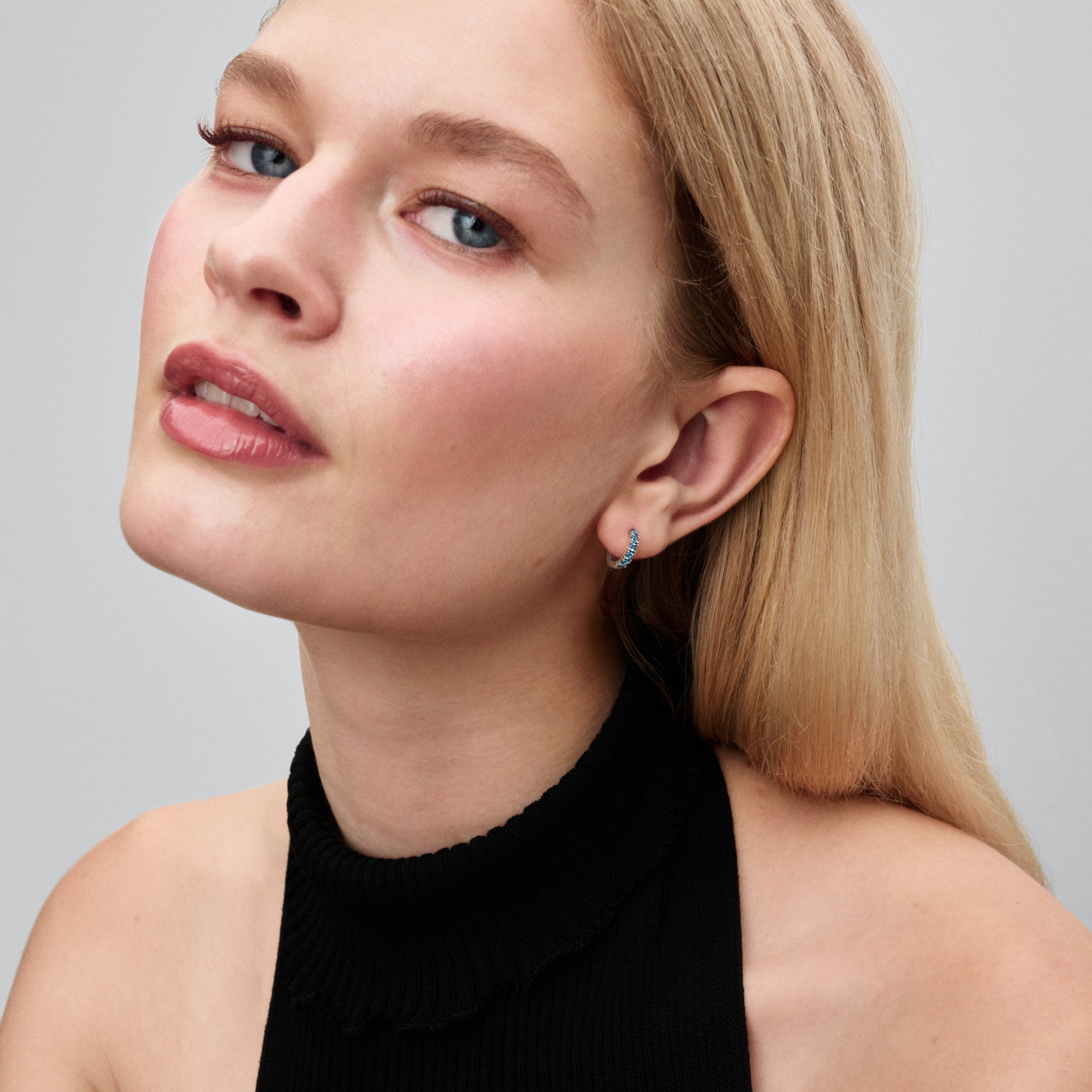 Light Blue Huggie Earrings