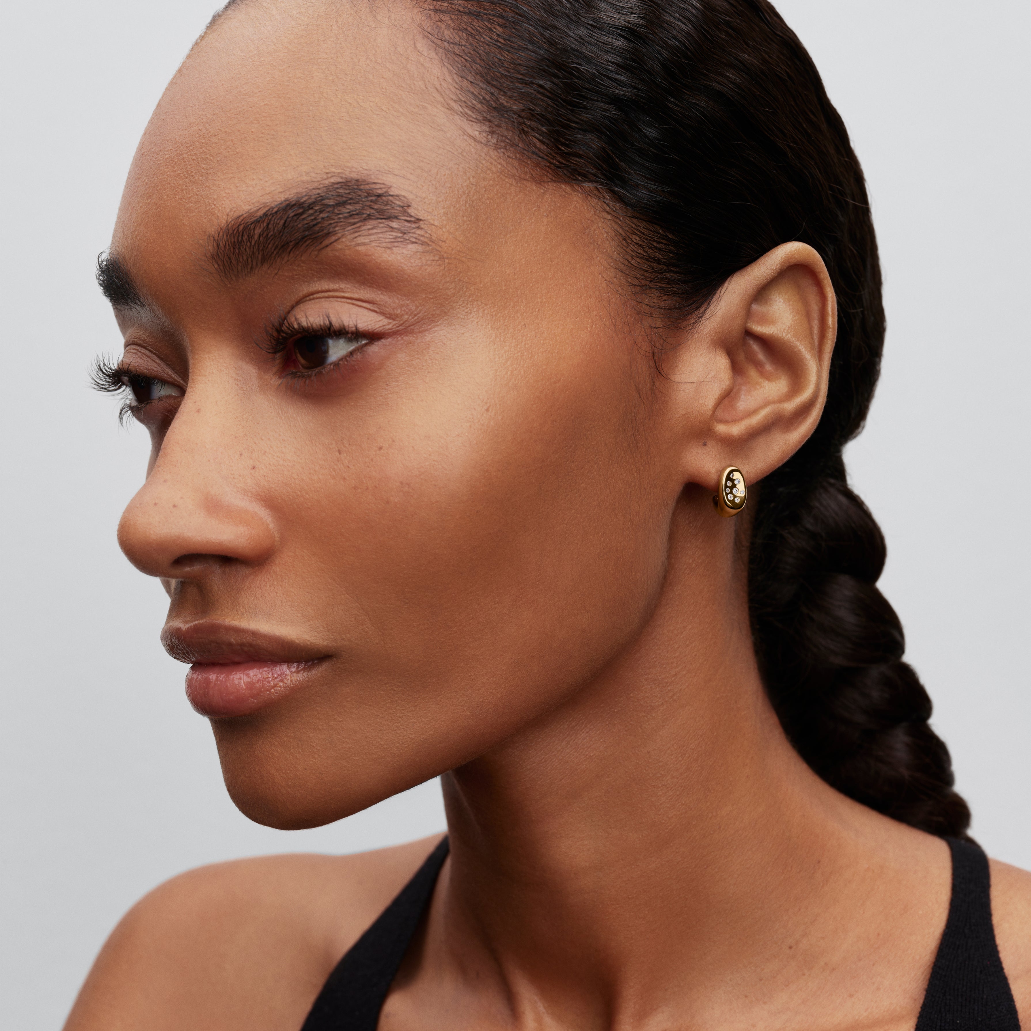 Organically Shaped Stone-Set Stud Earrings