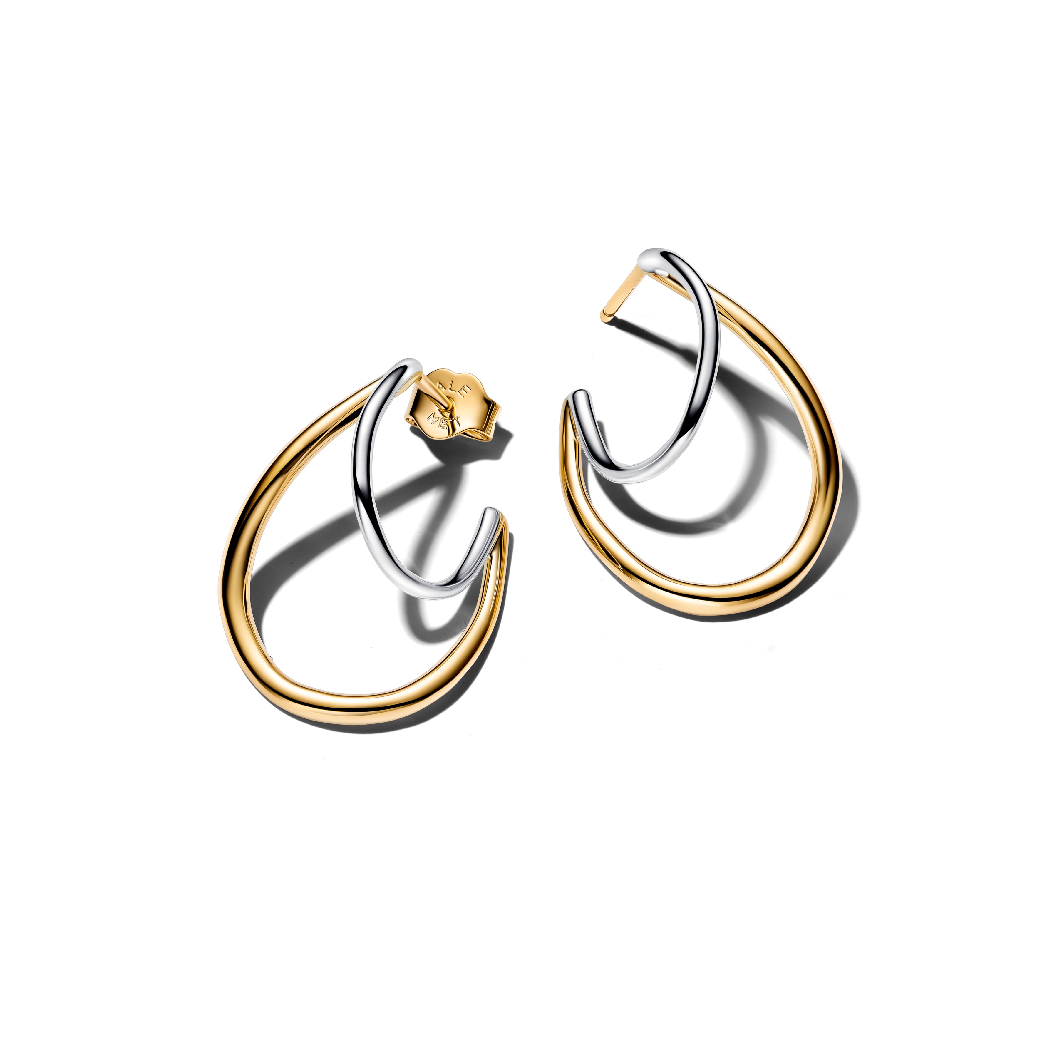 Organically Shaped Two-Tone Double Hoop Earrings