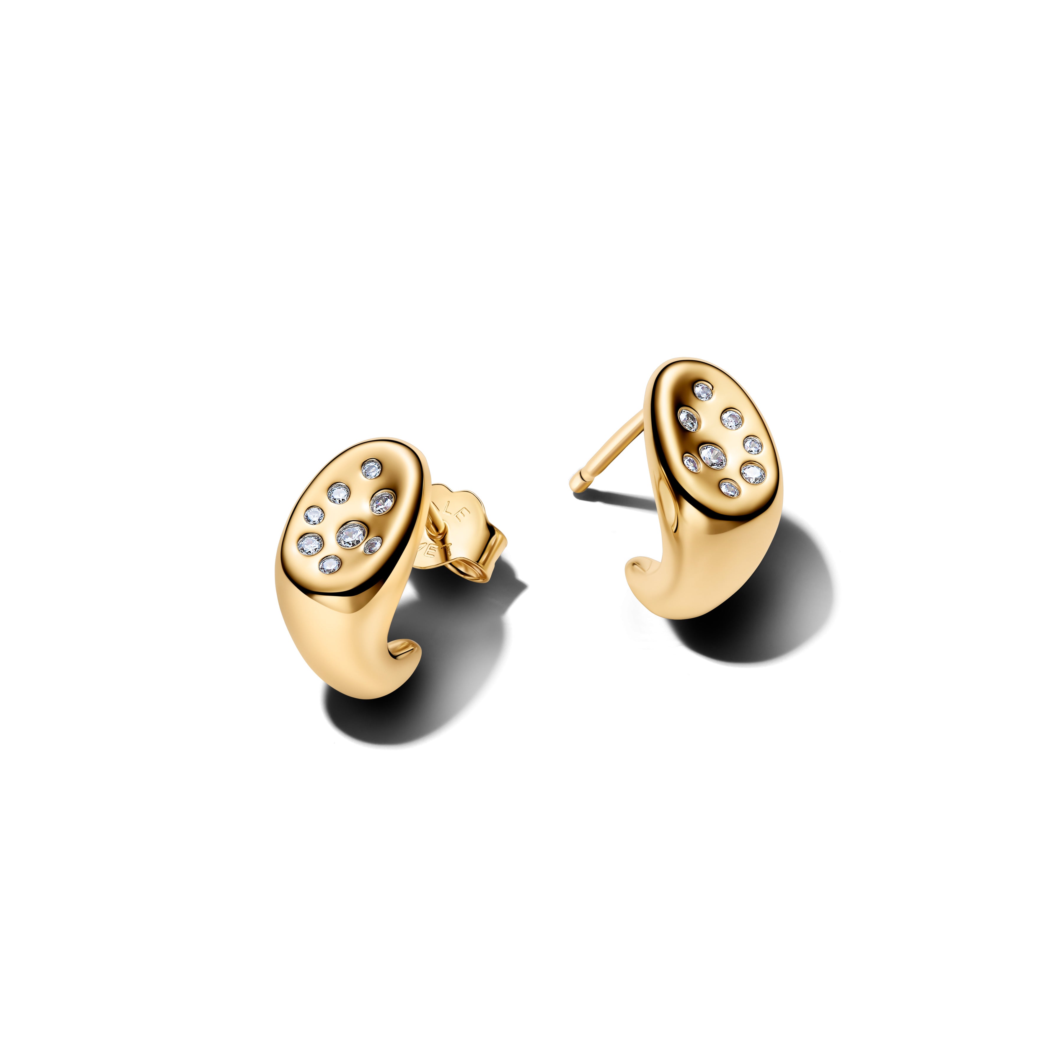 Organically Shaped Stone-Set Stud Earrings