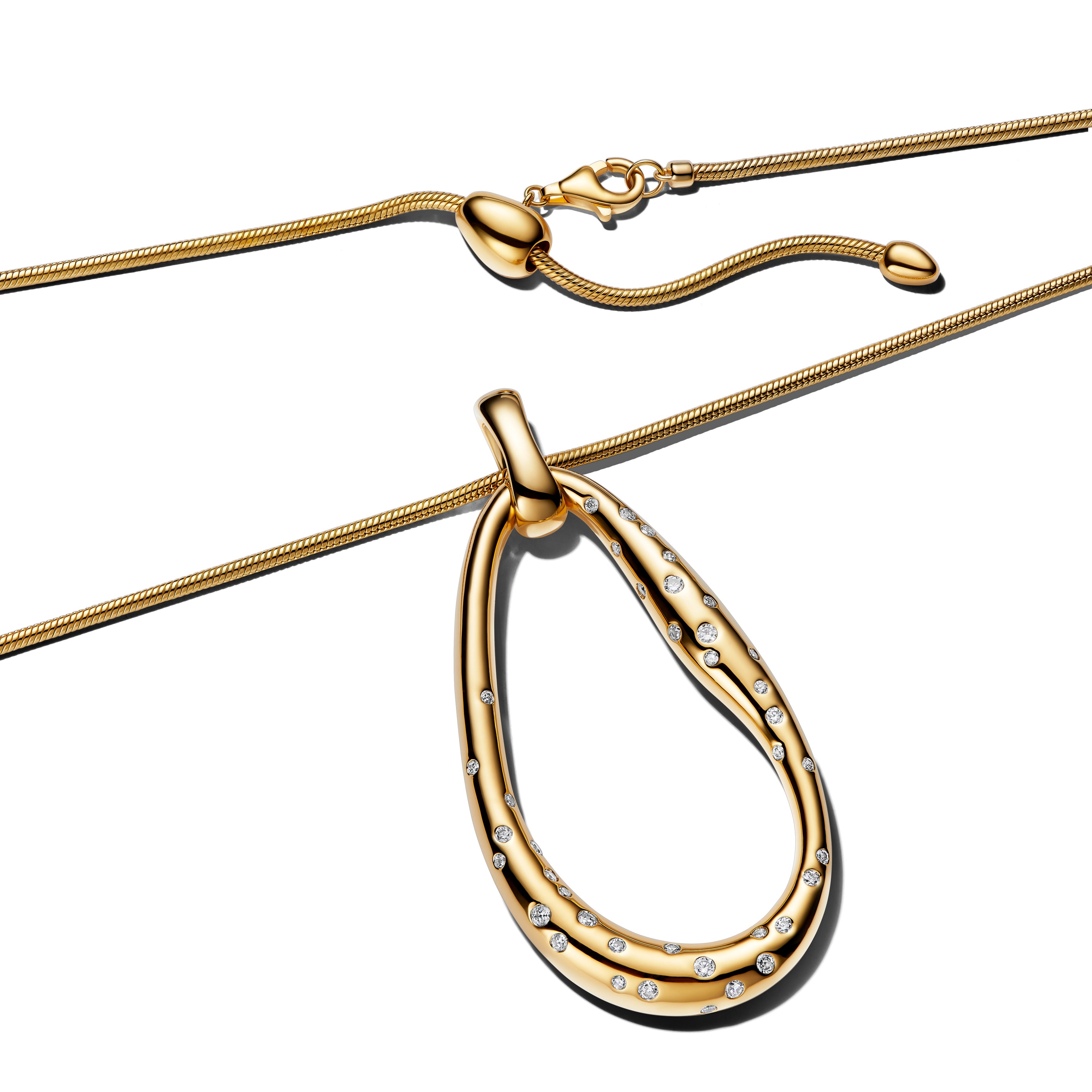 Organically Shaped Stone-Set Statement Pendant Necklace