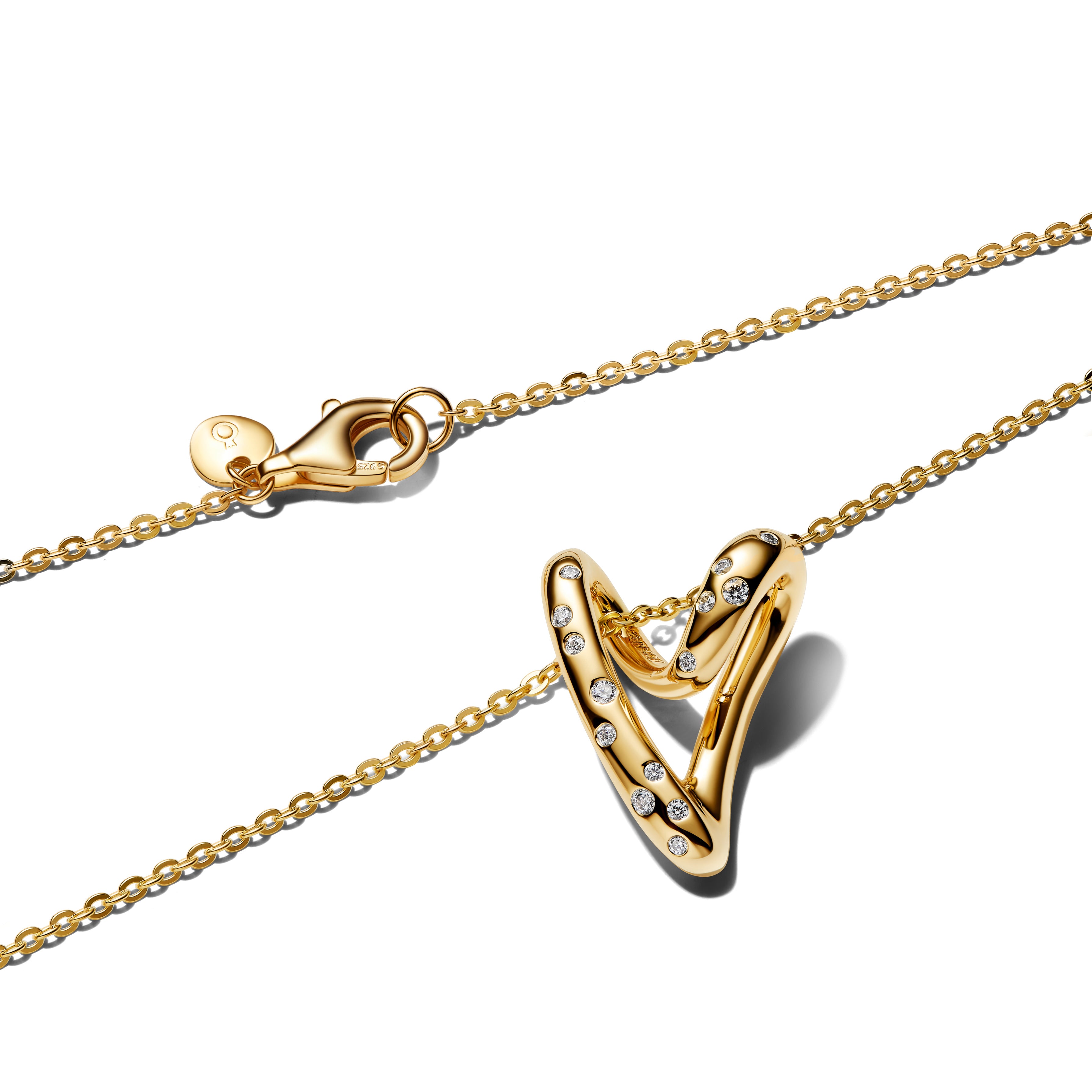 Organically Shaped Stone-Set Heart Pendant Necklace