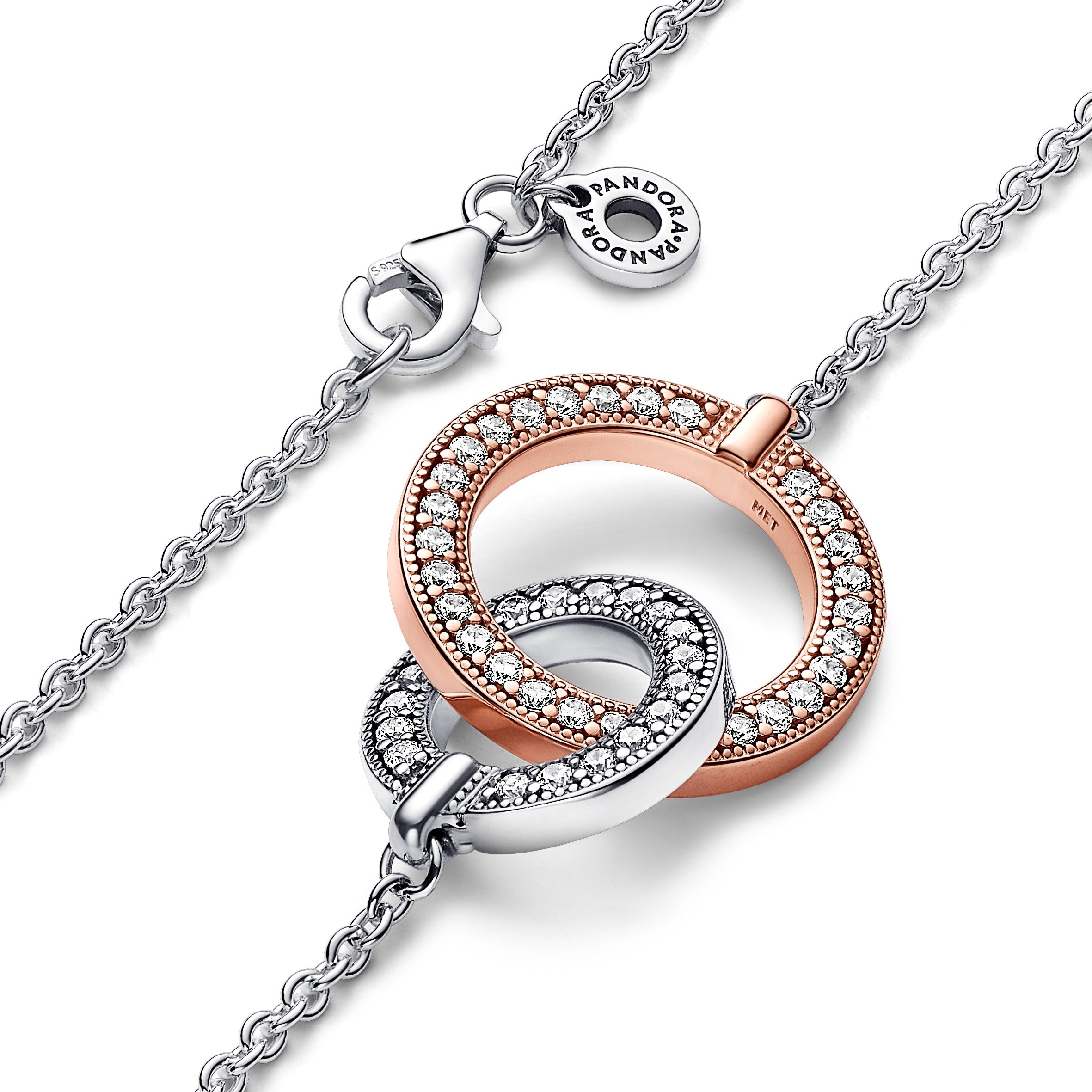 Pandora Signature Two tone Intertwined Circles Necklace