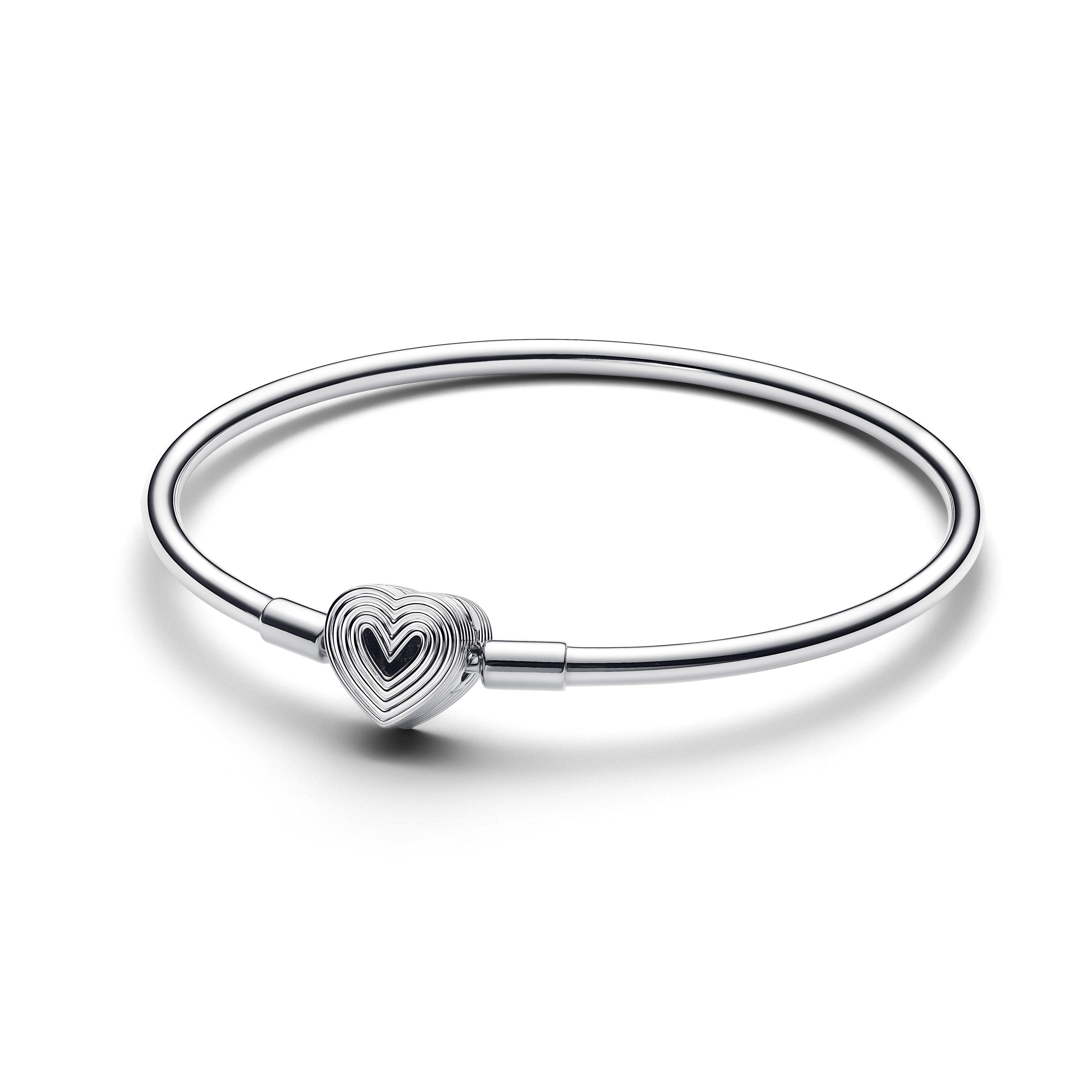 Sterling Silver Bangle with Heart Clasp