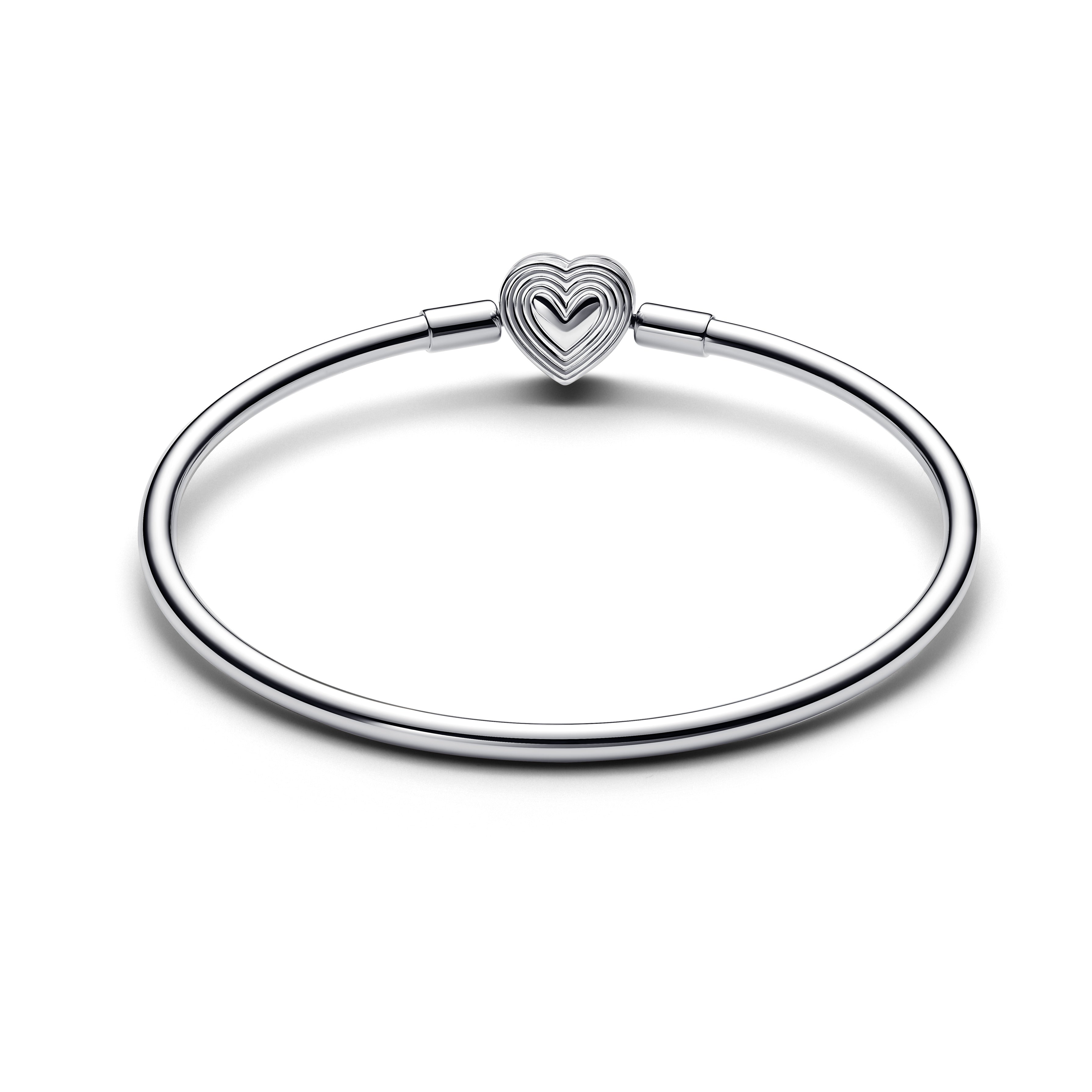 Sterling Silver Bangle with Heart Clasp