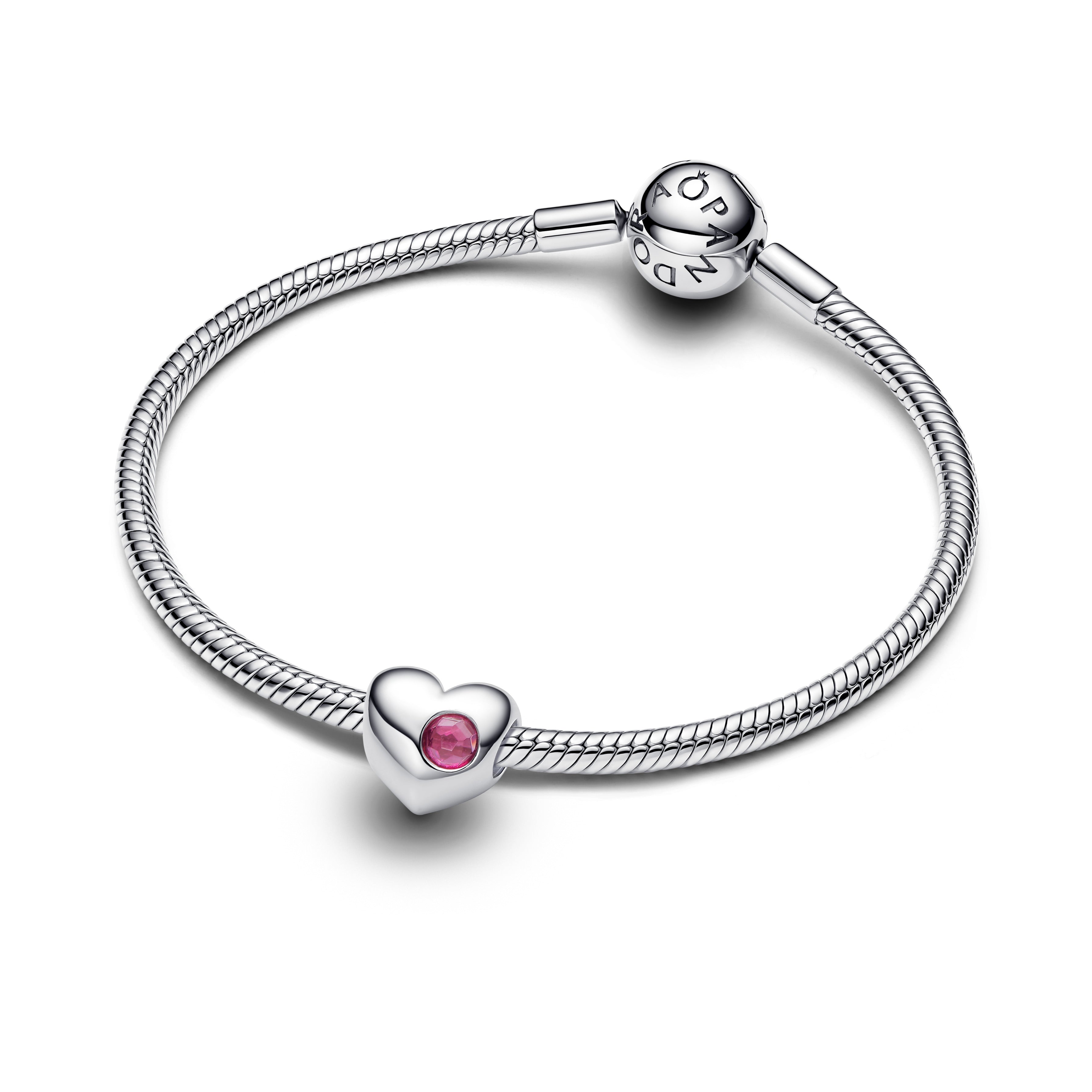 Engravable Pink Stone Heart Charm