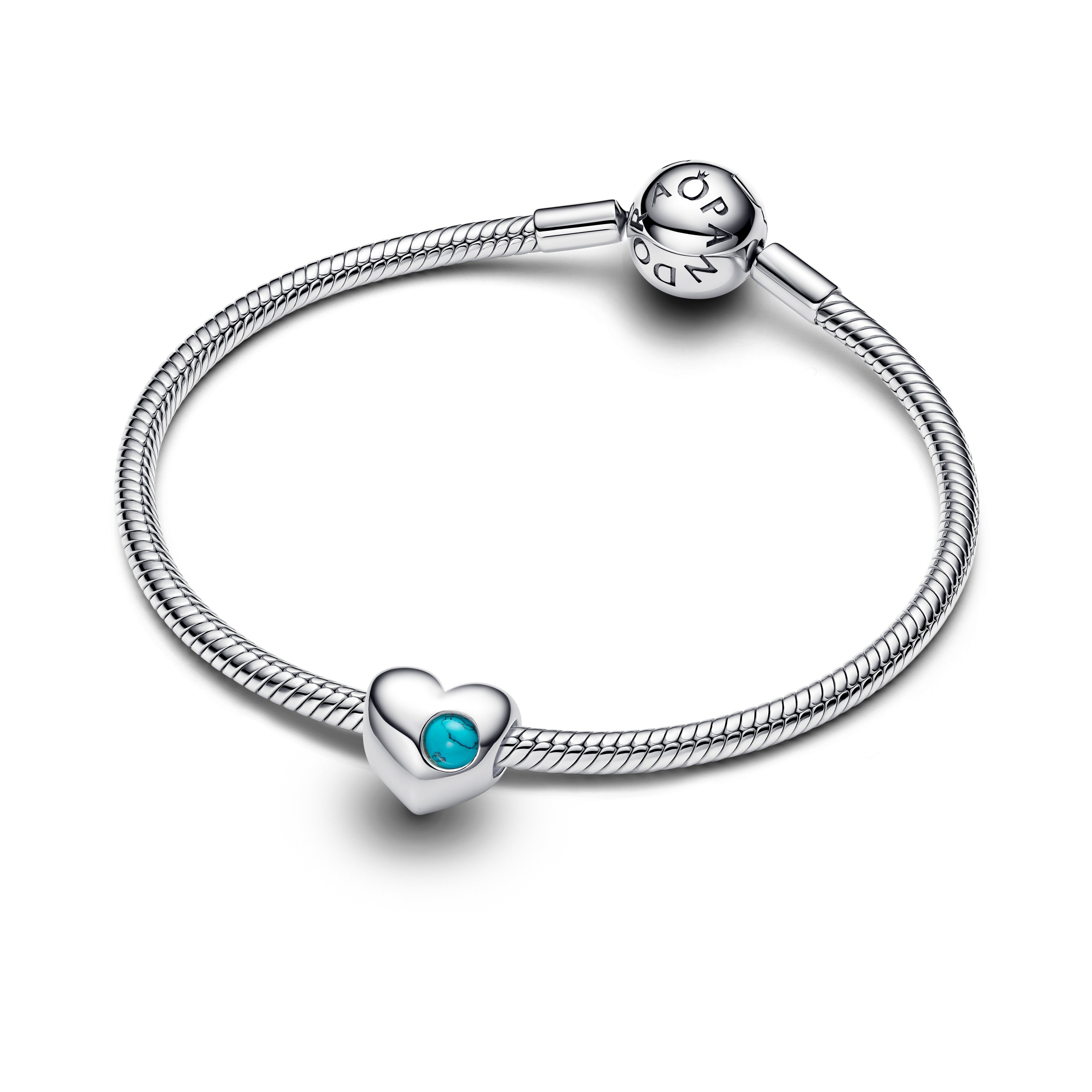 Engravable Turquoise Blue Stone Heart Charm