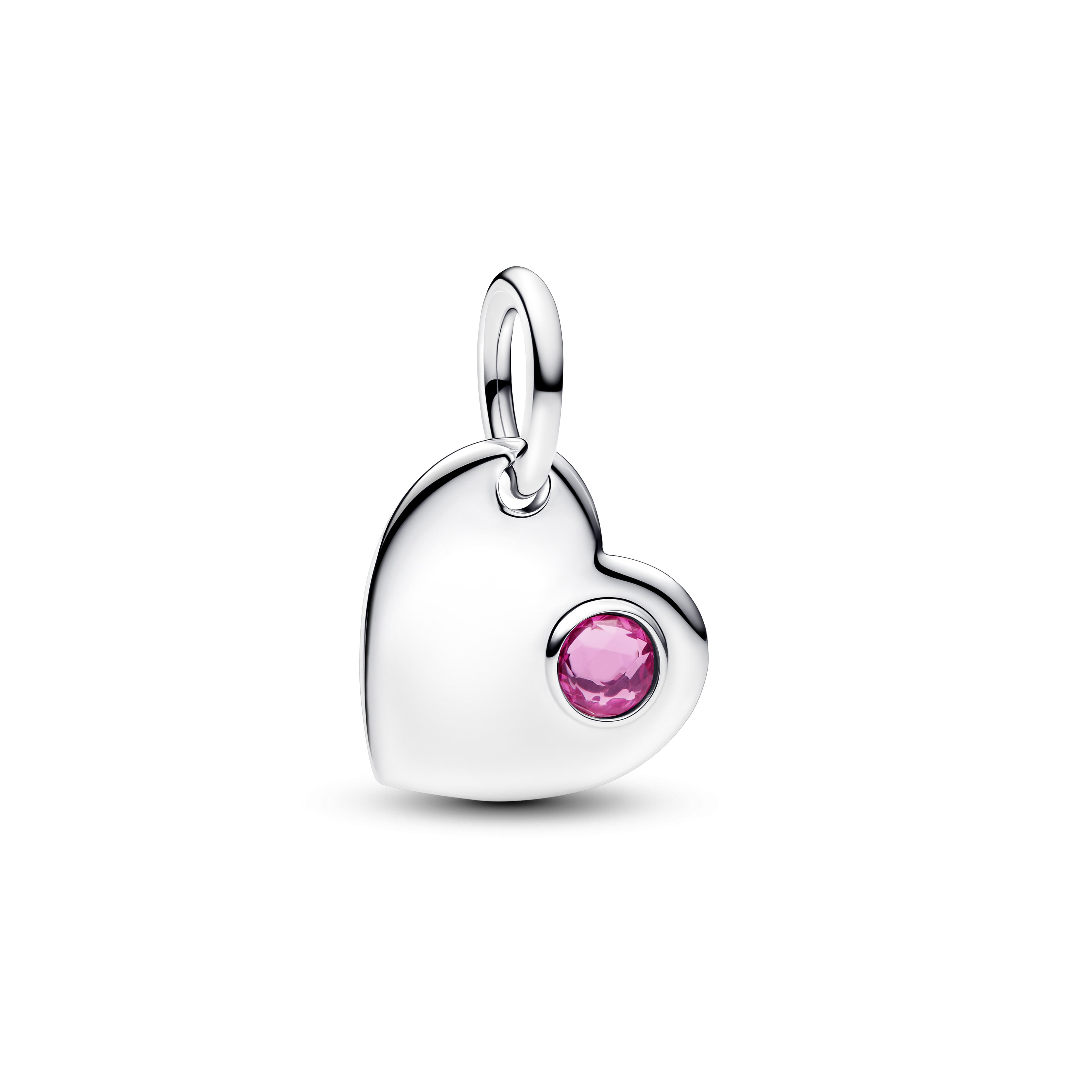 October Pink Stone Heart Dangle Charm