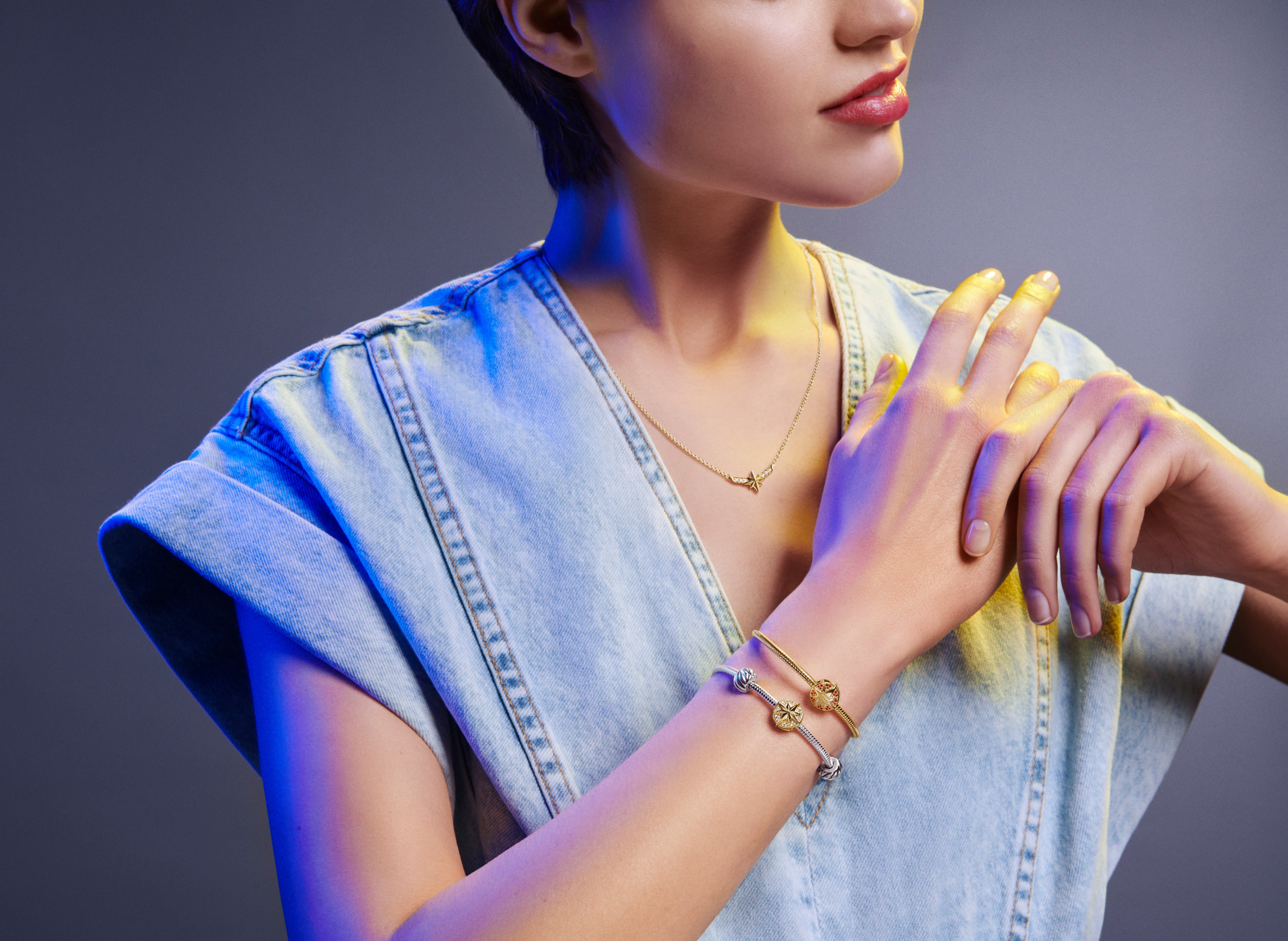 Marvel Captain Marvel Octogram Star Two tone Pendant Necklace