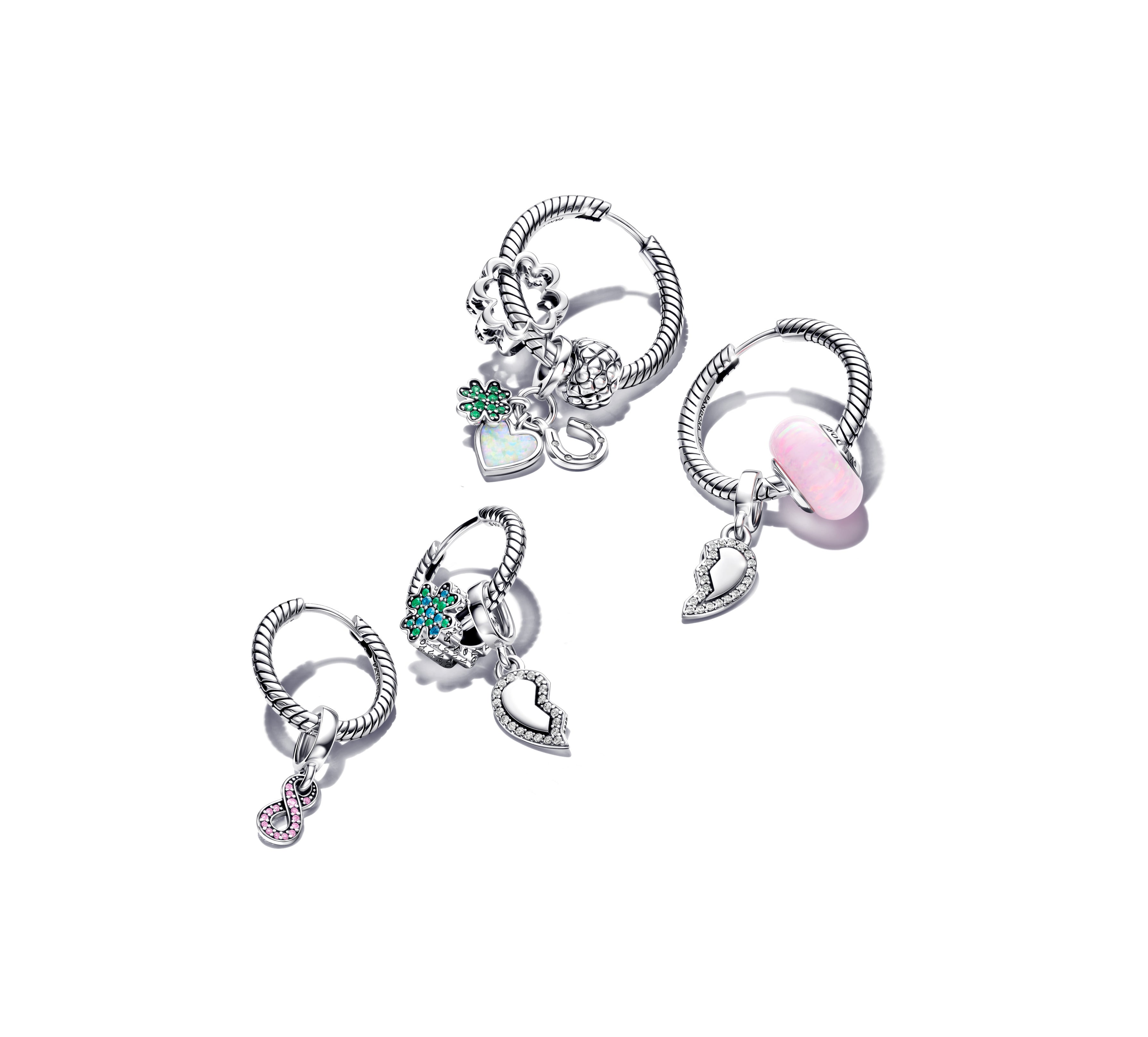Pandora Moments Small Charm Hoop Earrings