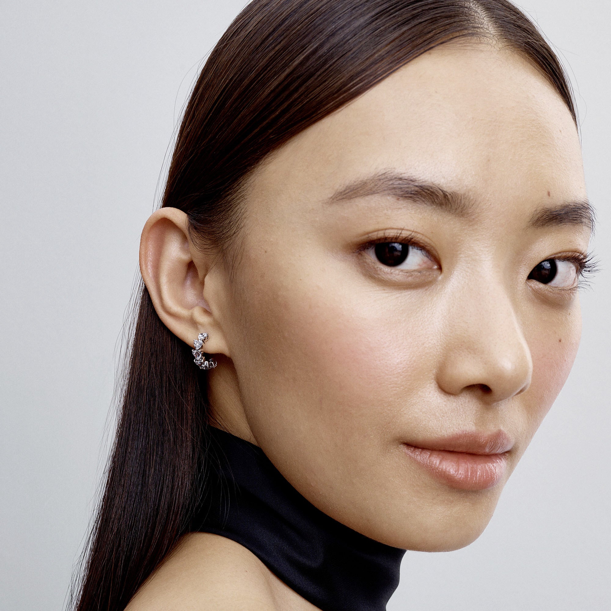 Sparkling Hearts Open Hoop Earrings