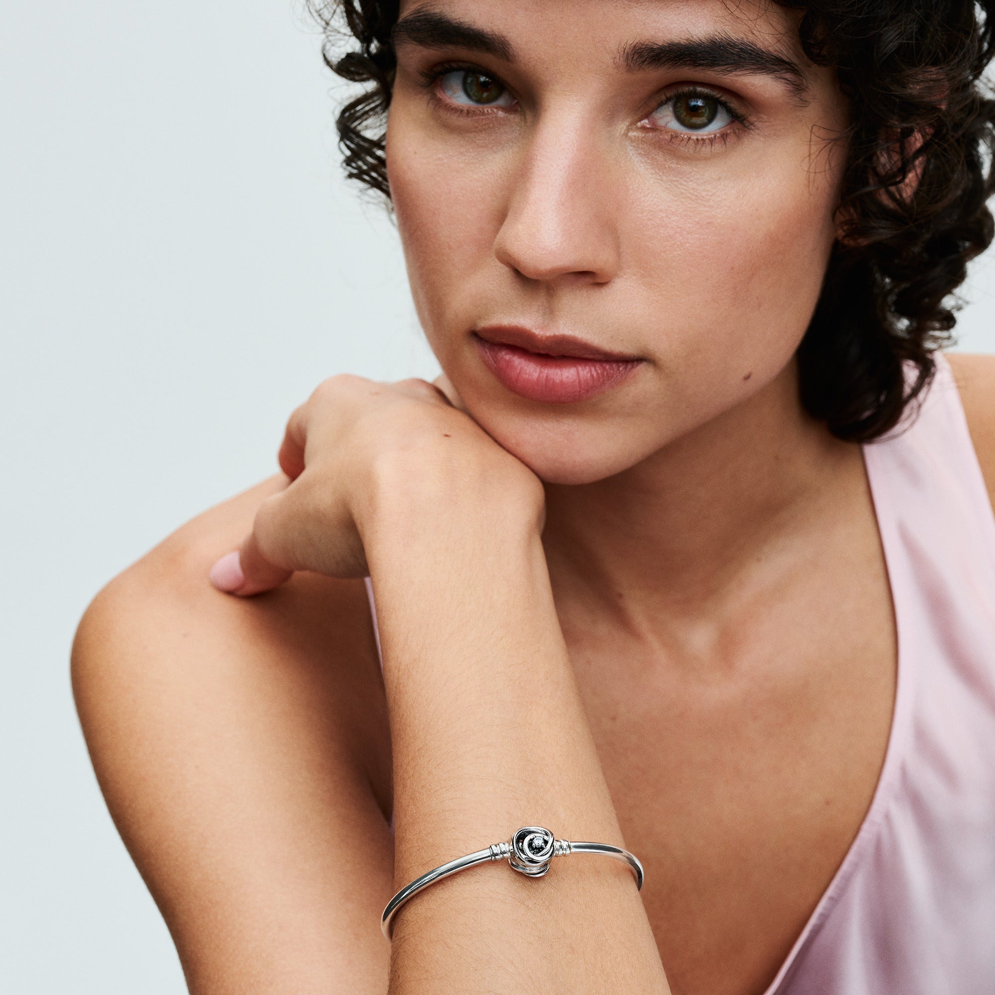 Sterling Silver Bangle With Encircled Clasp