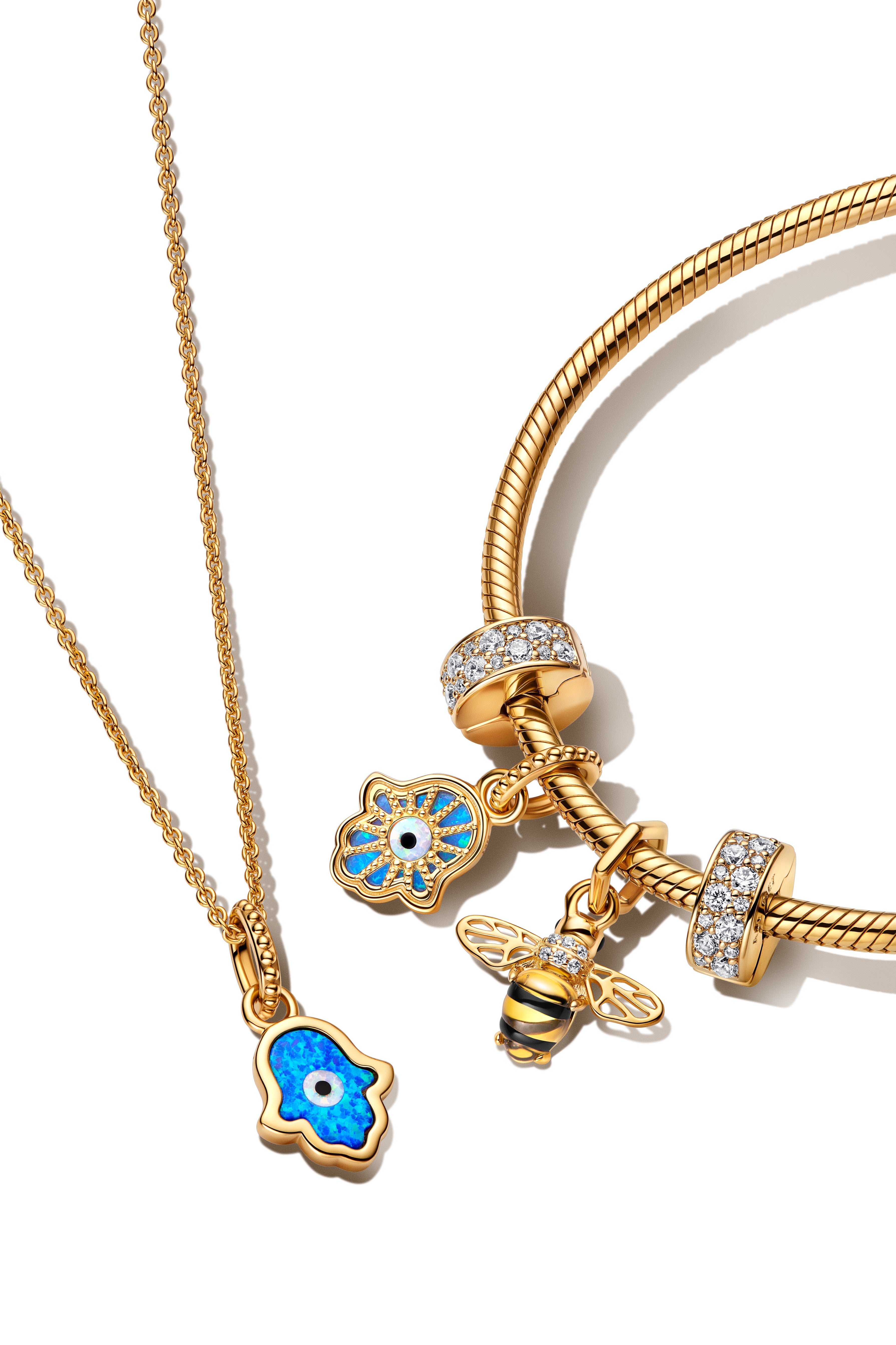 Opalescent Blue Hamsa Hand Dangle Charm