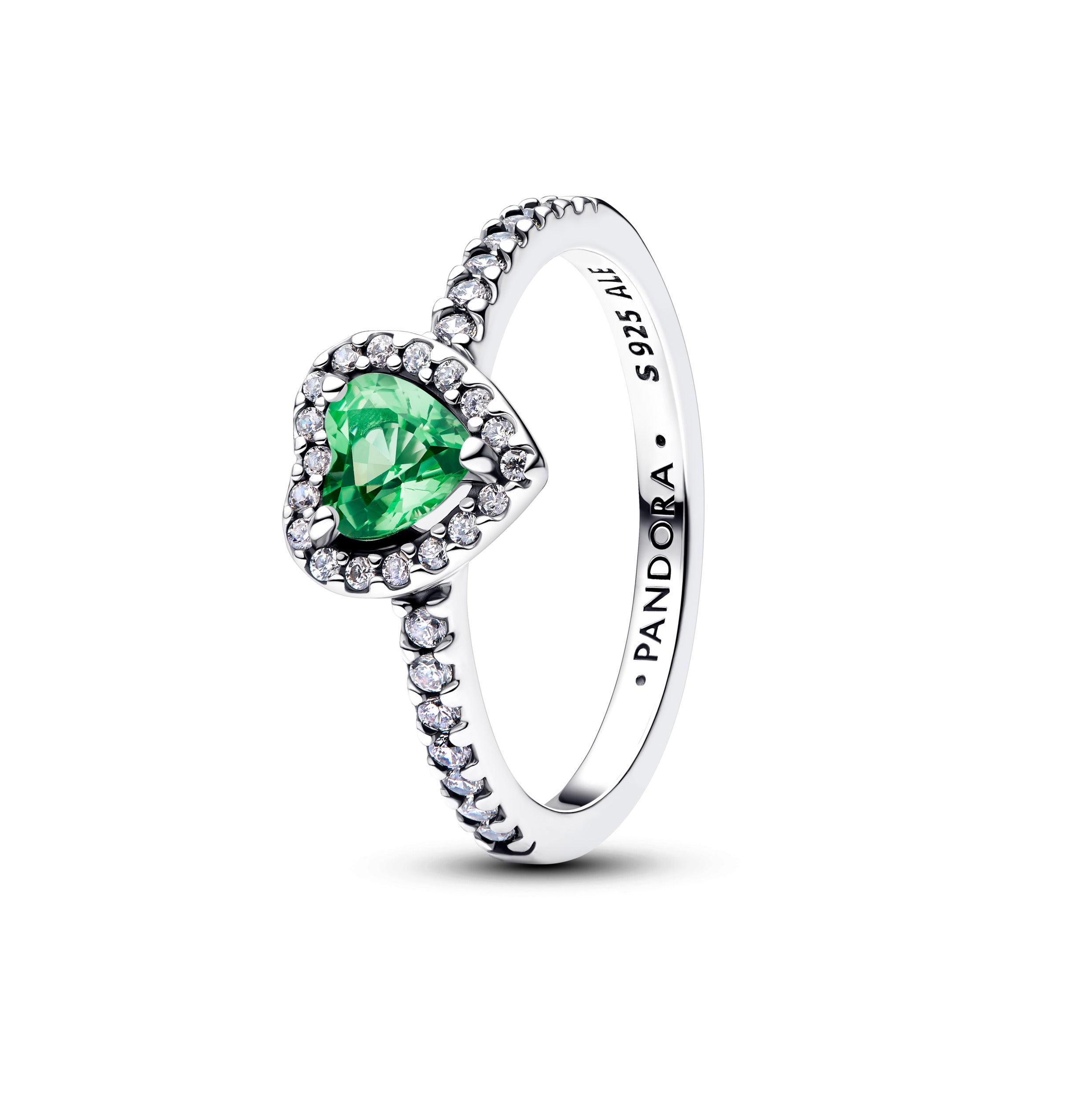 August Crystal Birthstone Elevated Mint Green Heart Ring