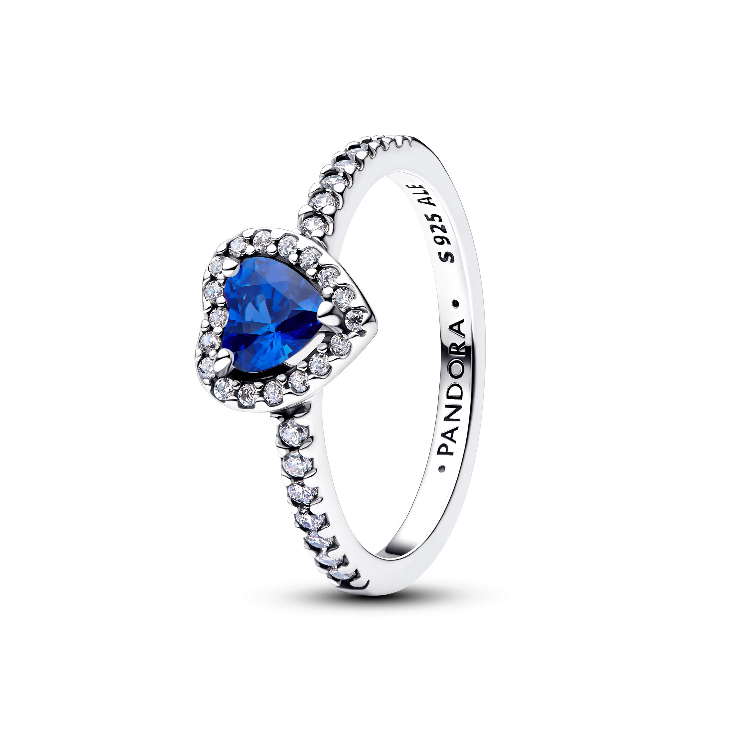September Crystal Birthstone Elevated Princess Blue Heart Ring