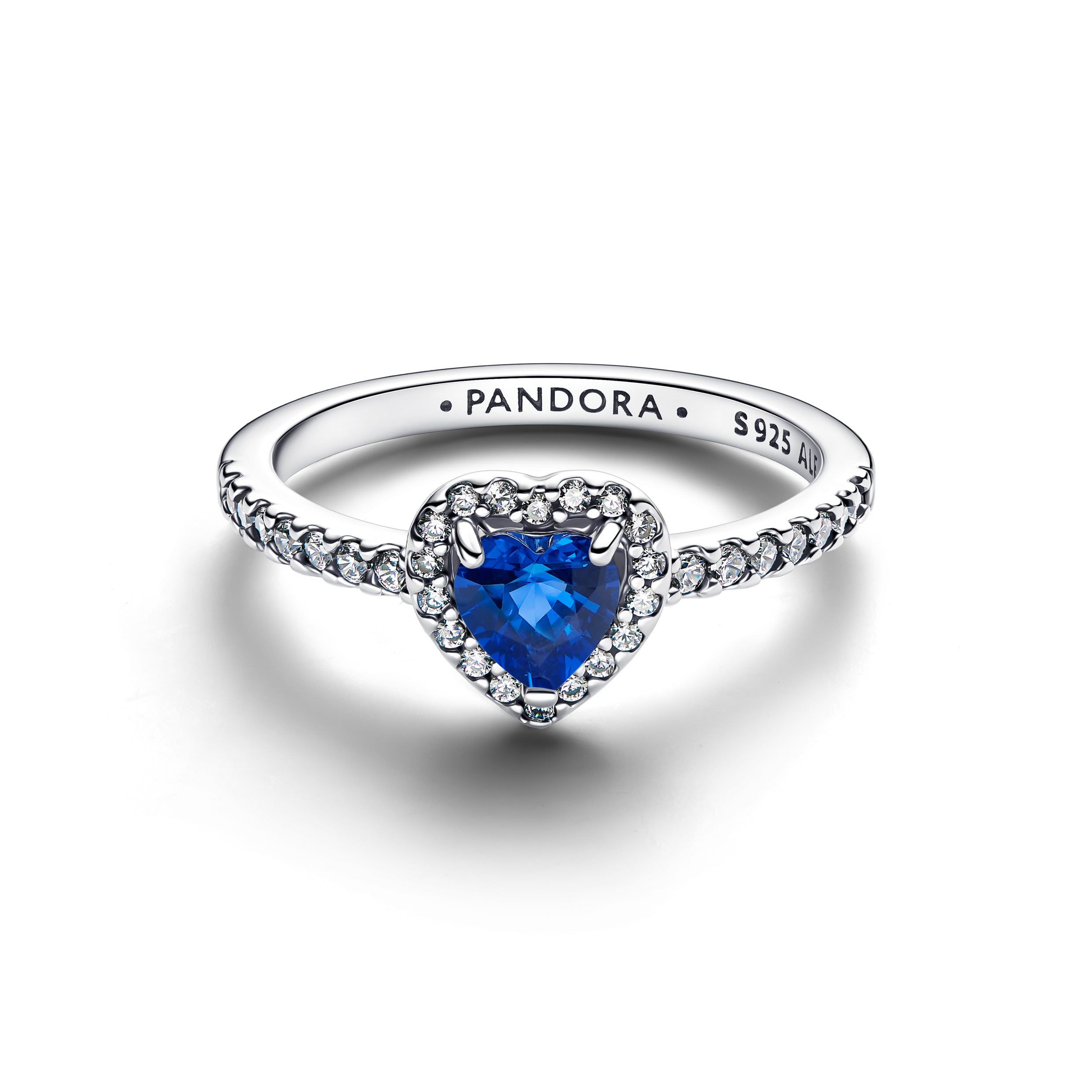 September Crystal Birthstone Elevated Princess Blue Heart Ring