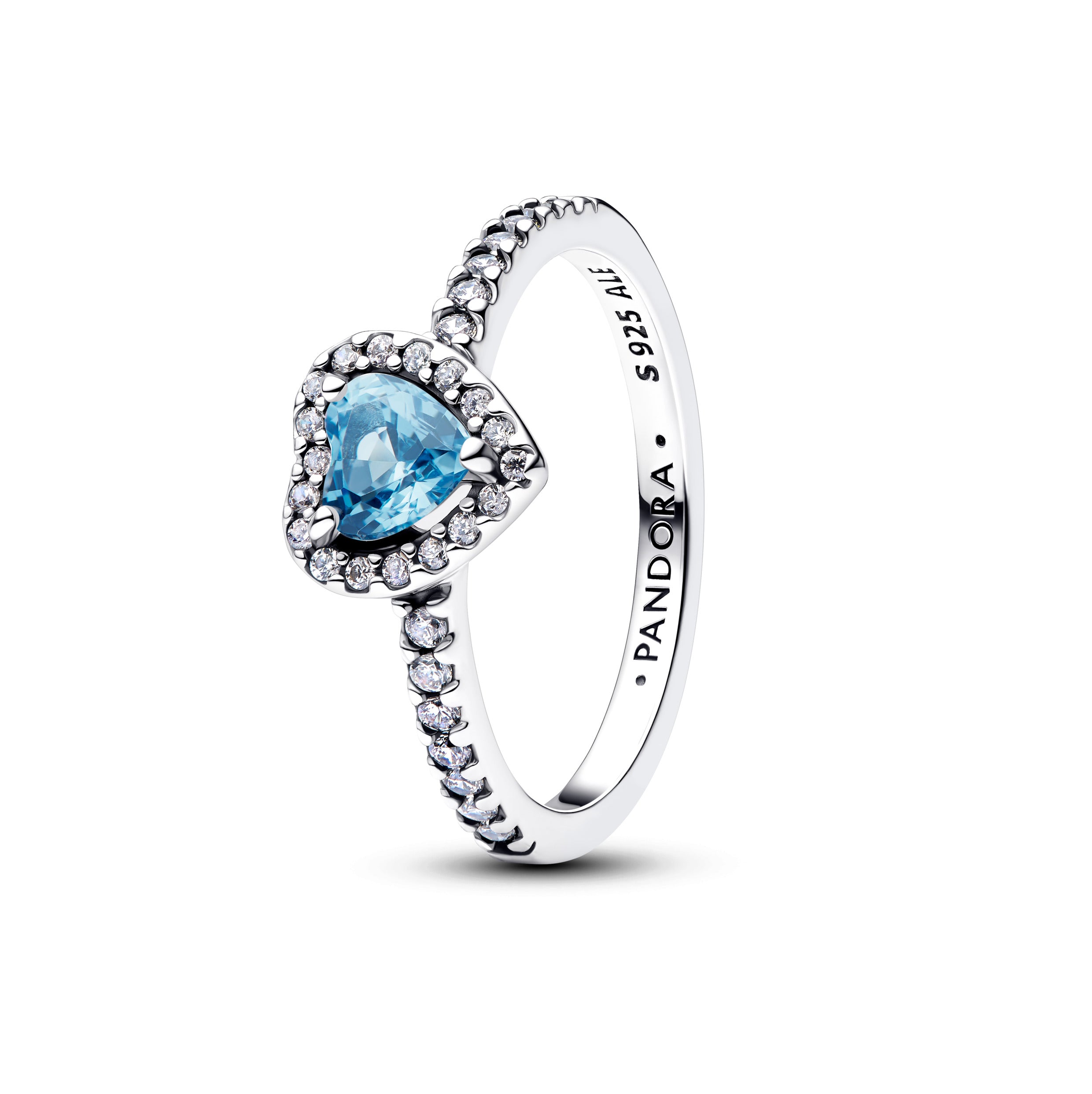 March Crystal Birthstone Elevated Light Blue Heart Ring