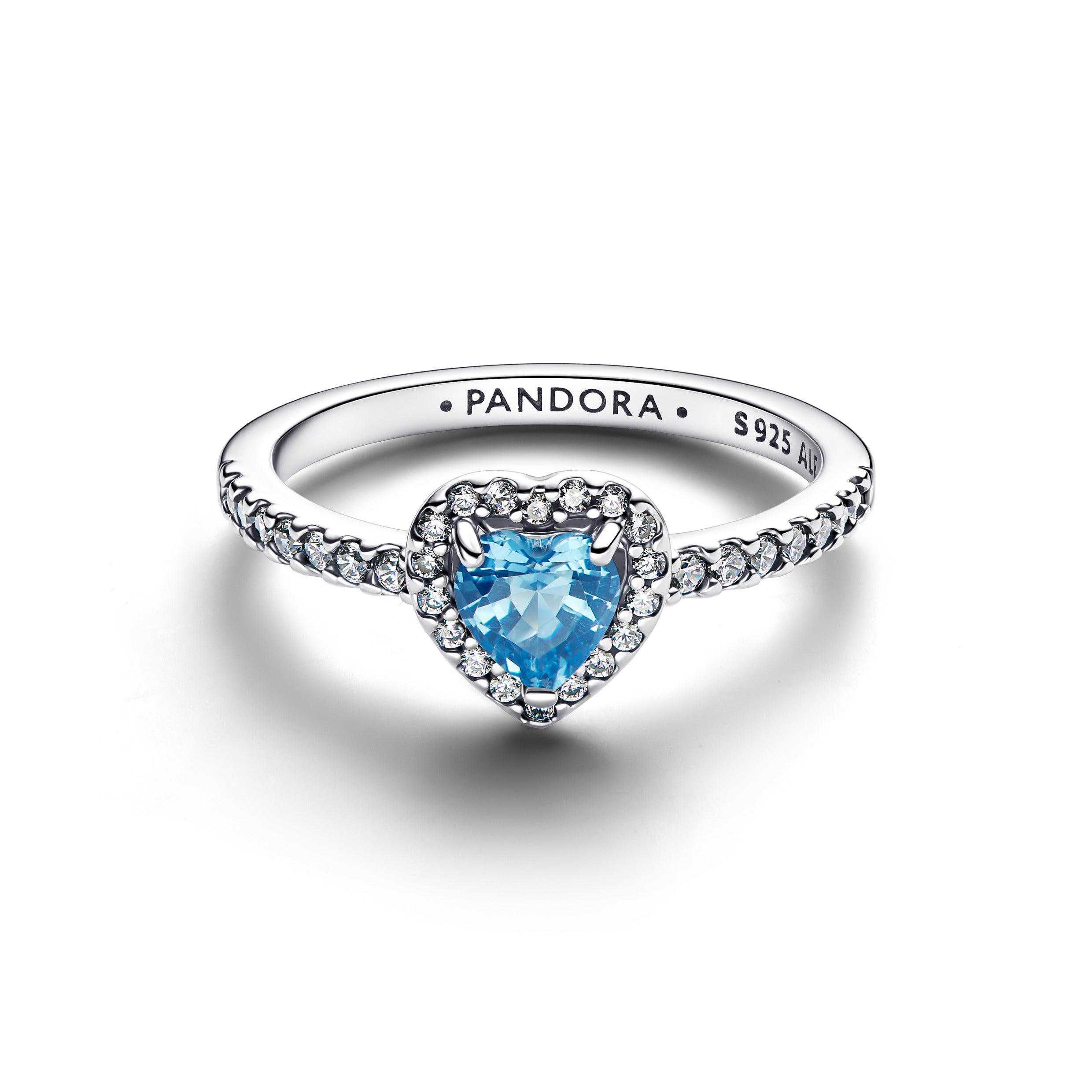 March Crystal Birthstone Elevated Light Blue Heart Ring