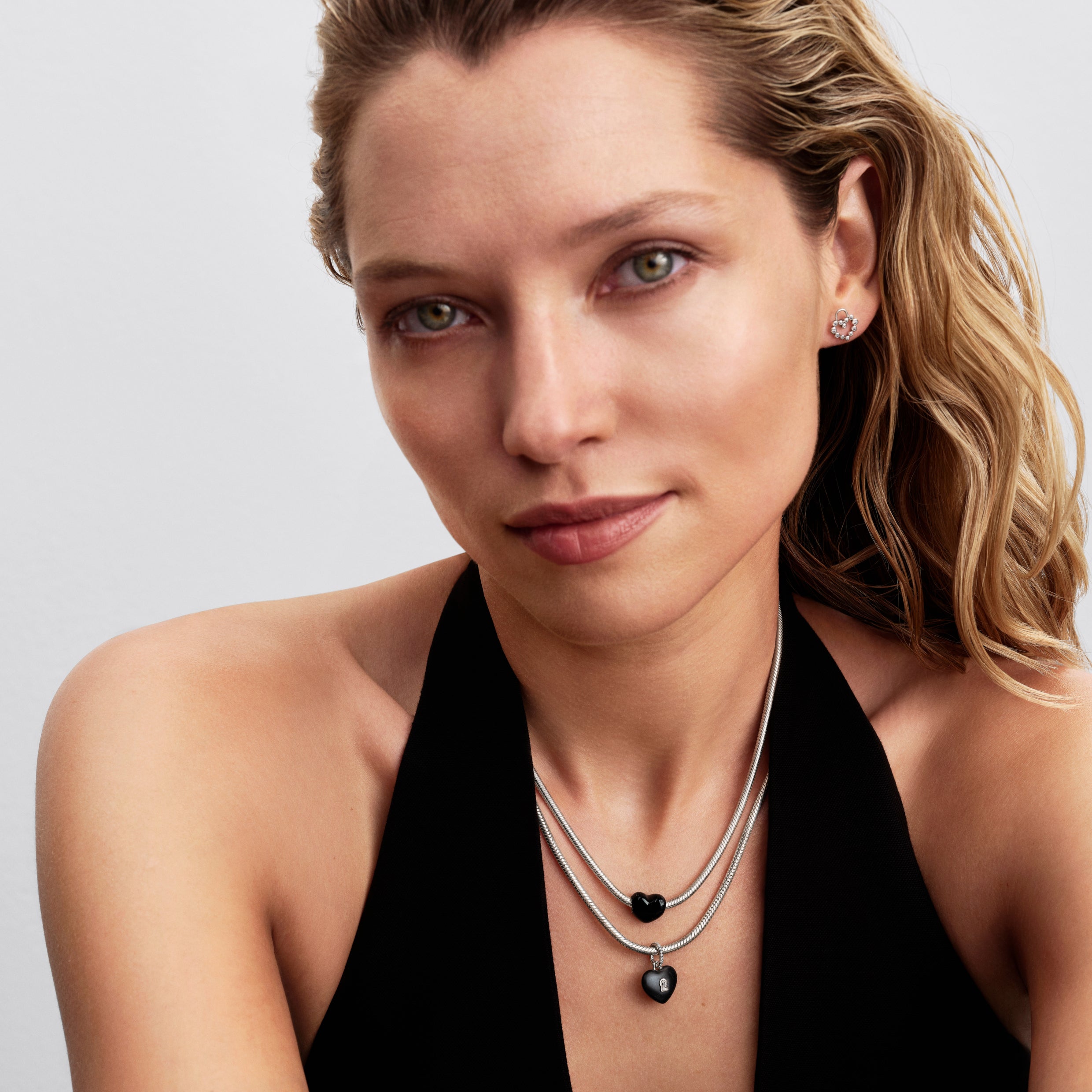 Matte Black Ceramic Heart Padlock Dangle Charm