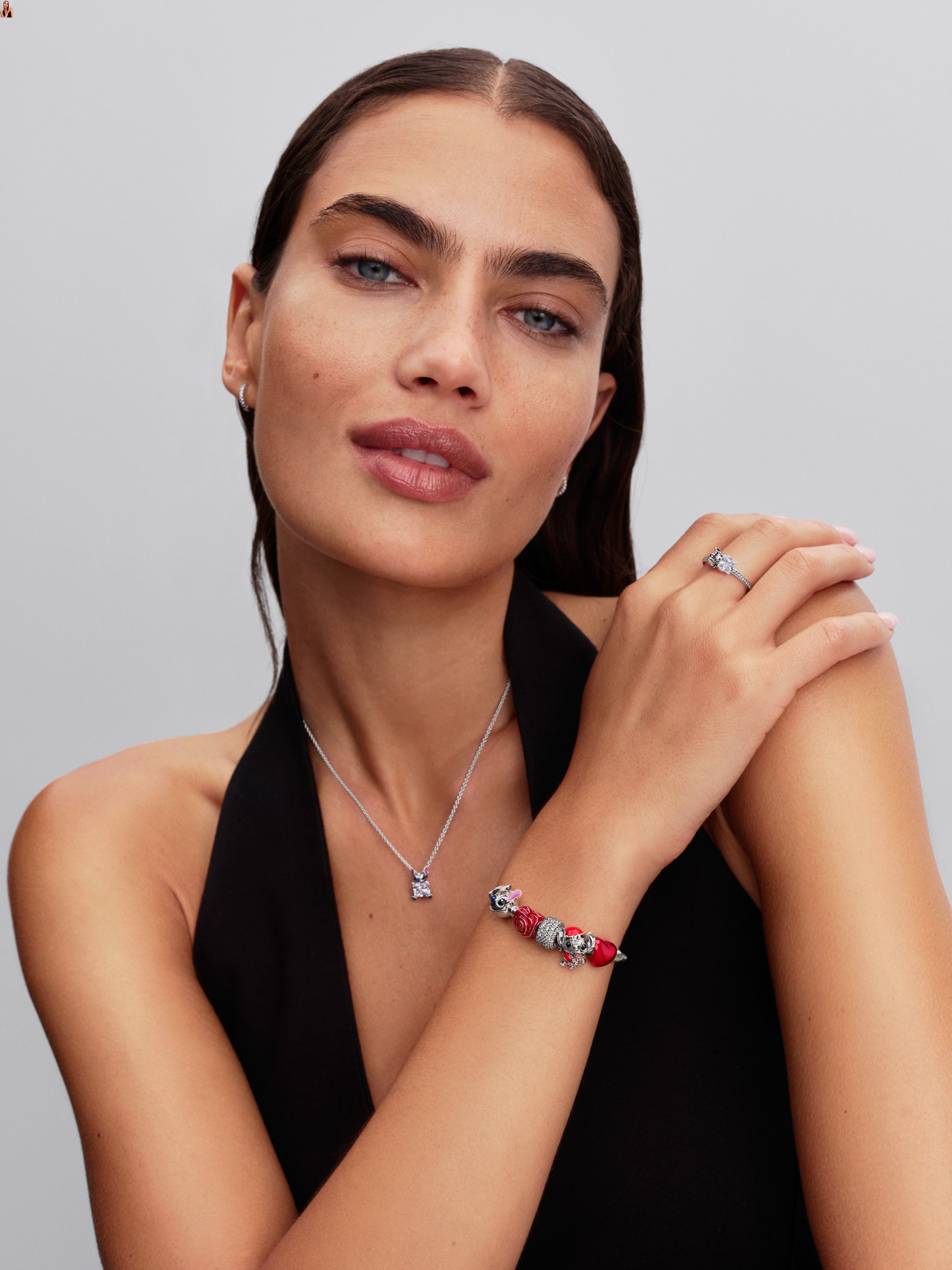 Disney Stitch Rose Murano Glass Charm