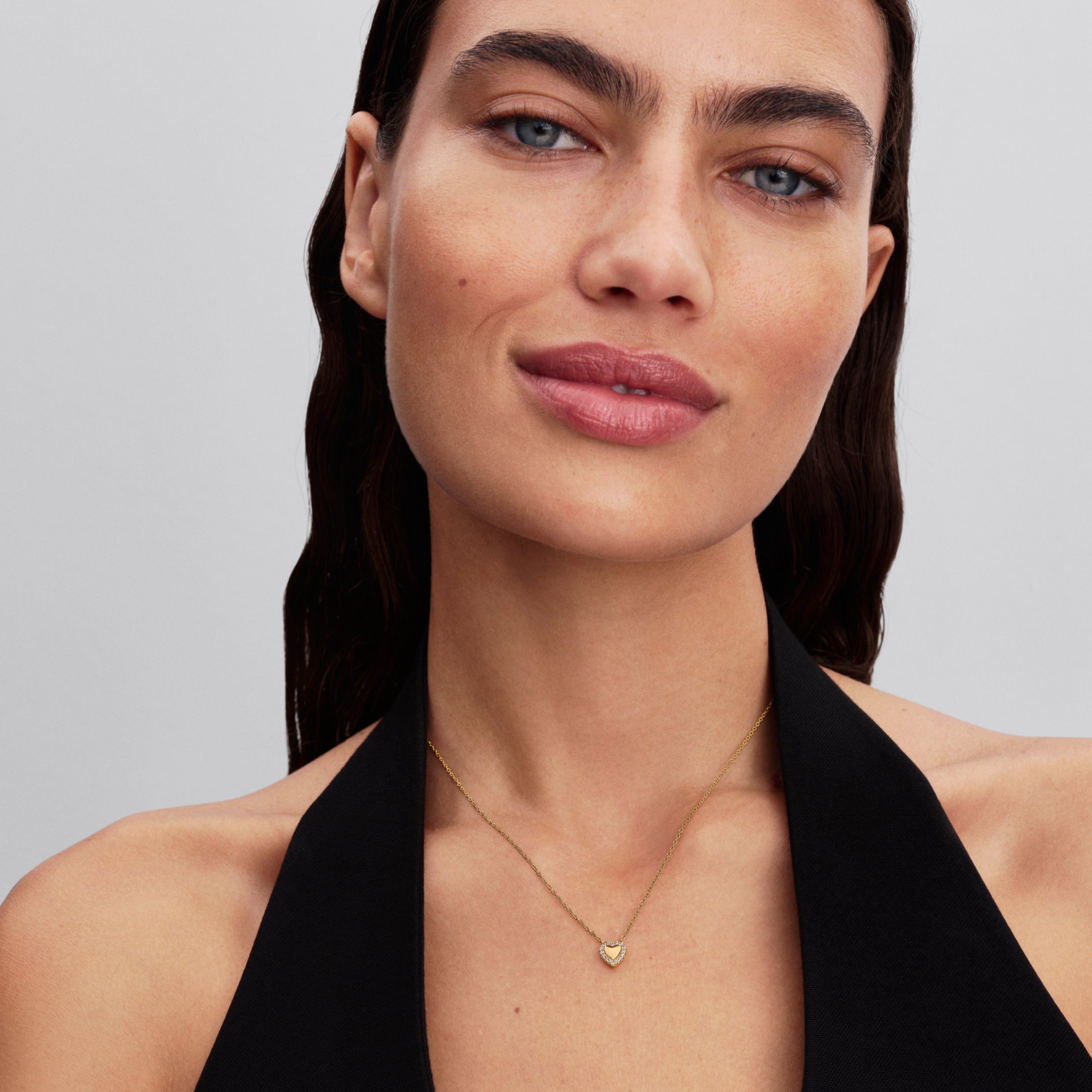 Engravable Heart Halo Collier Necklace