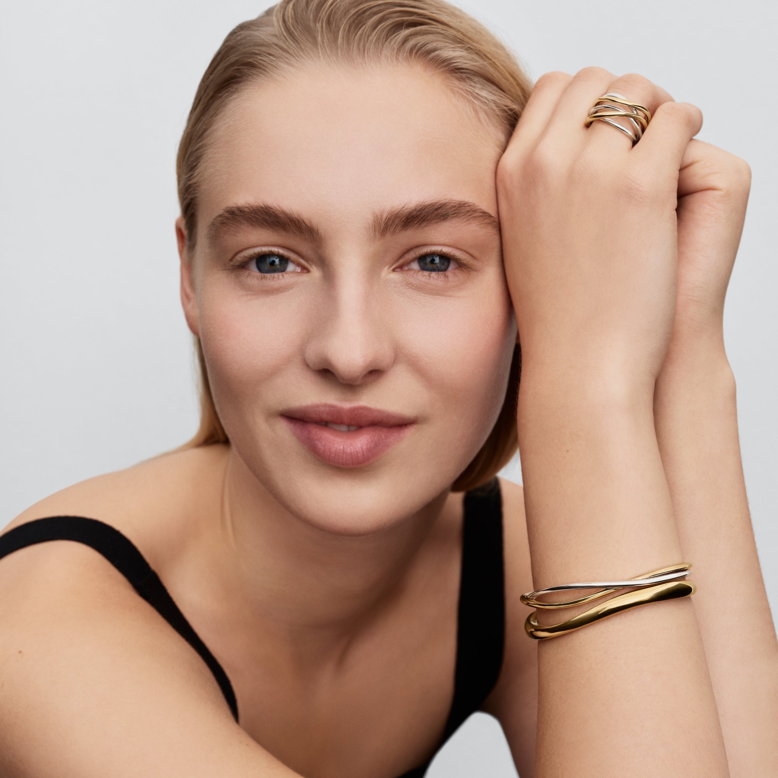 Entwined Two-Tone Open Bangle