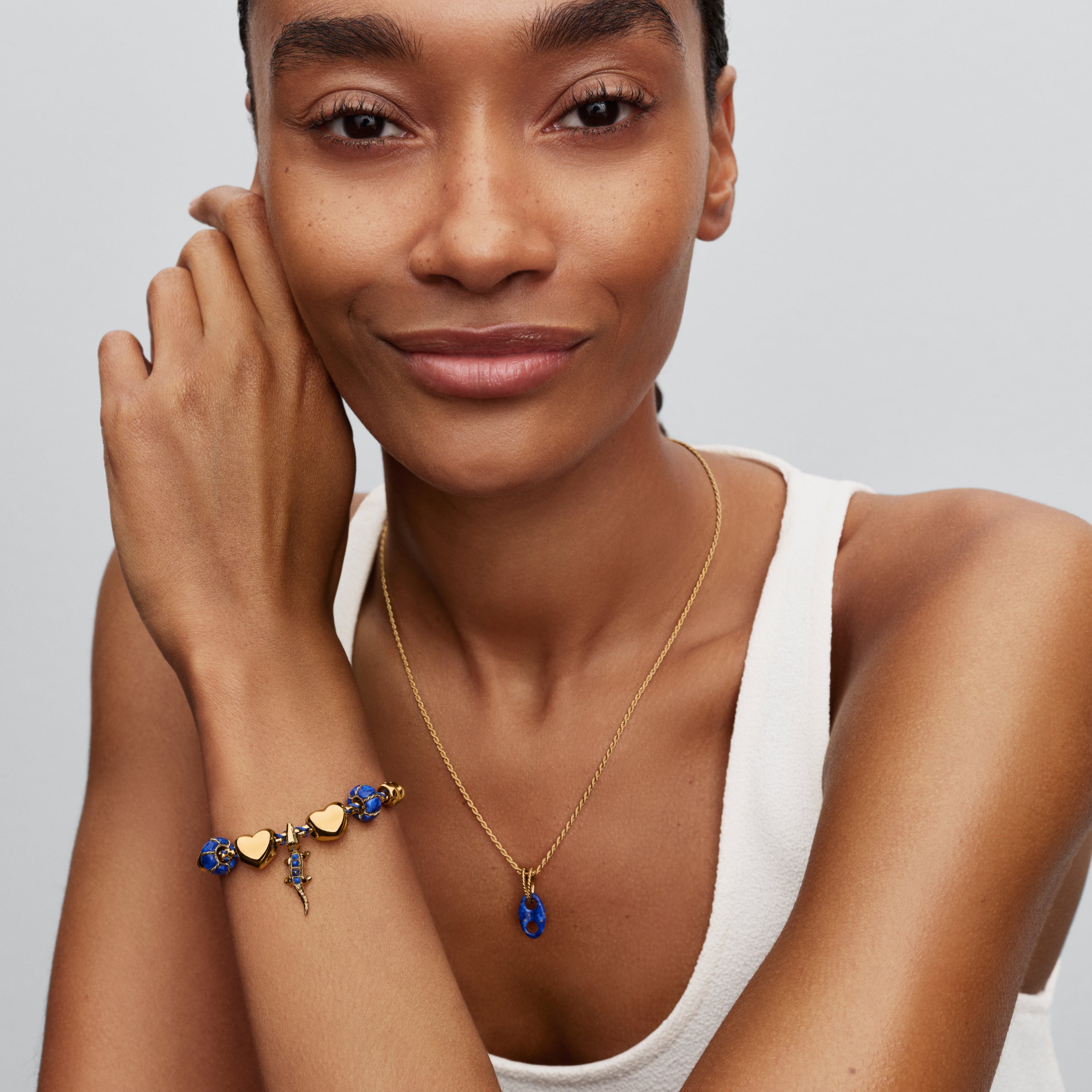 Blue Cord Box Chain Bracelet