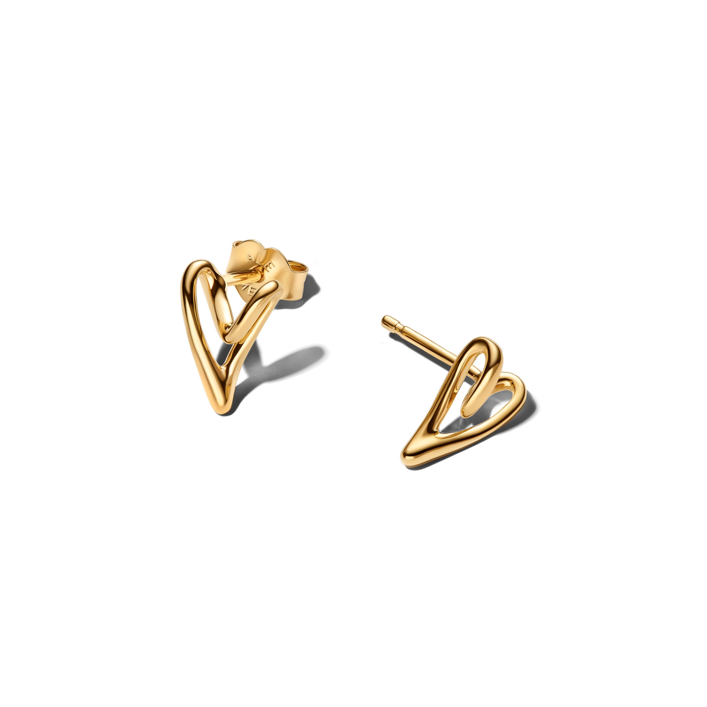 Organically Shaped Heart Stud Earrings