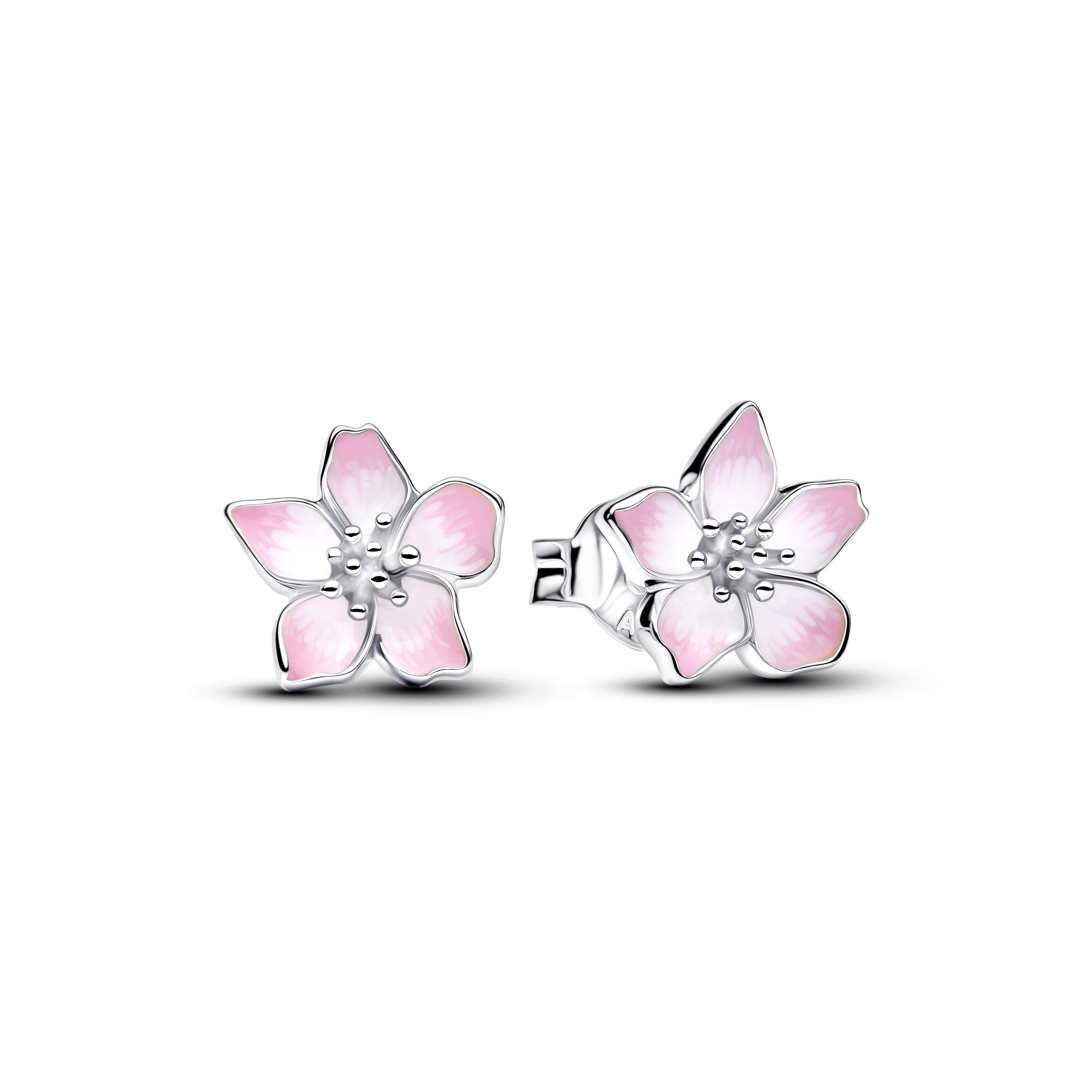 Cherry Blossom Silver Stud Earrings