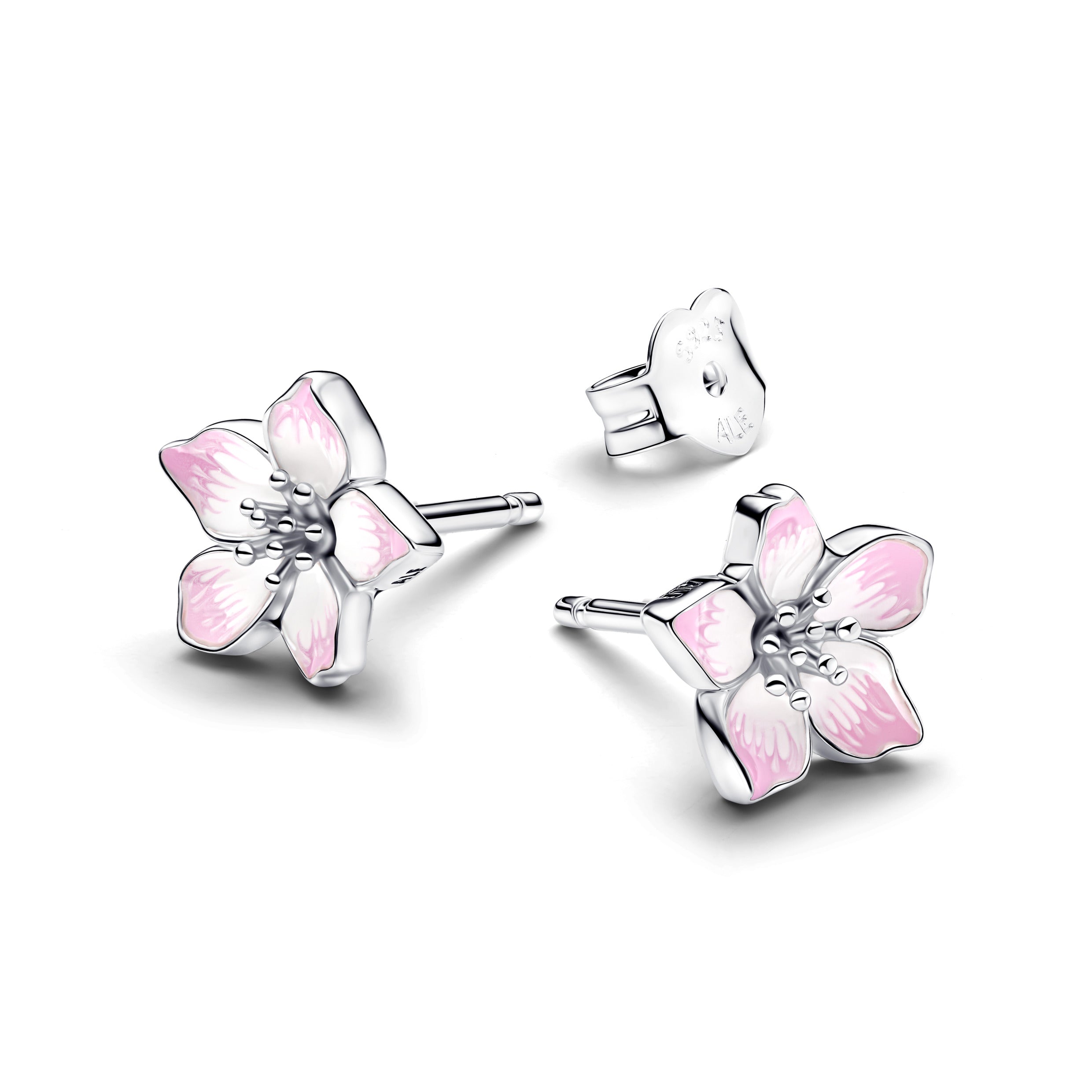 Cherry Blossom Silver Stud Earrings