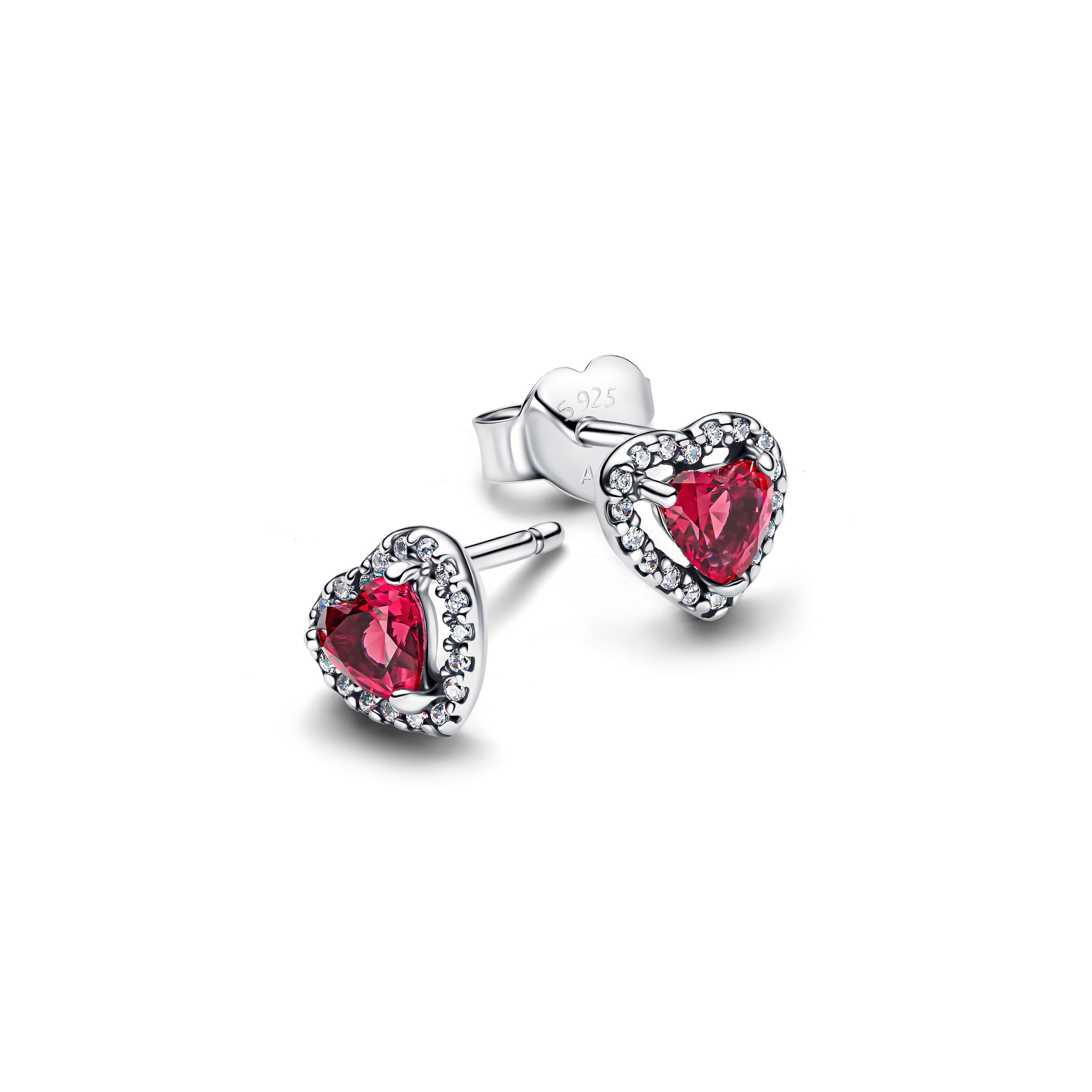 Elevated Red Heart Stud Earrings