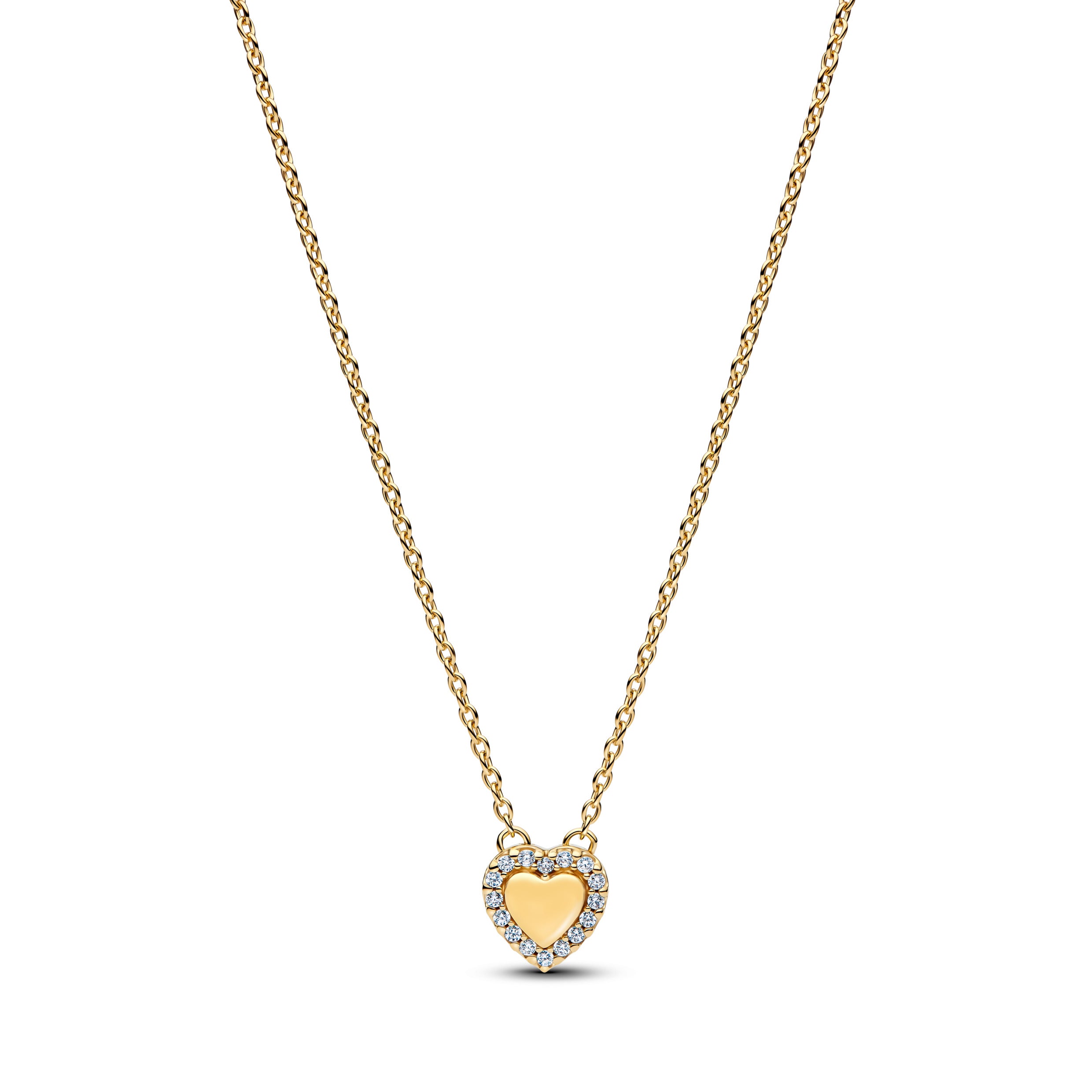 Engravable Heart Halo Collier Necklace