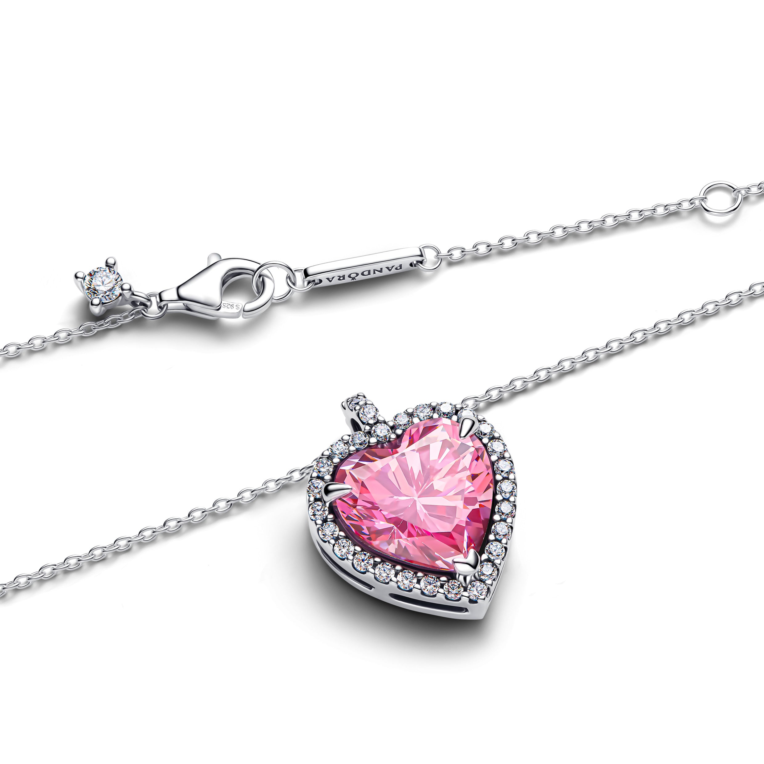 Pink Halo Heart Collier Necklace