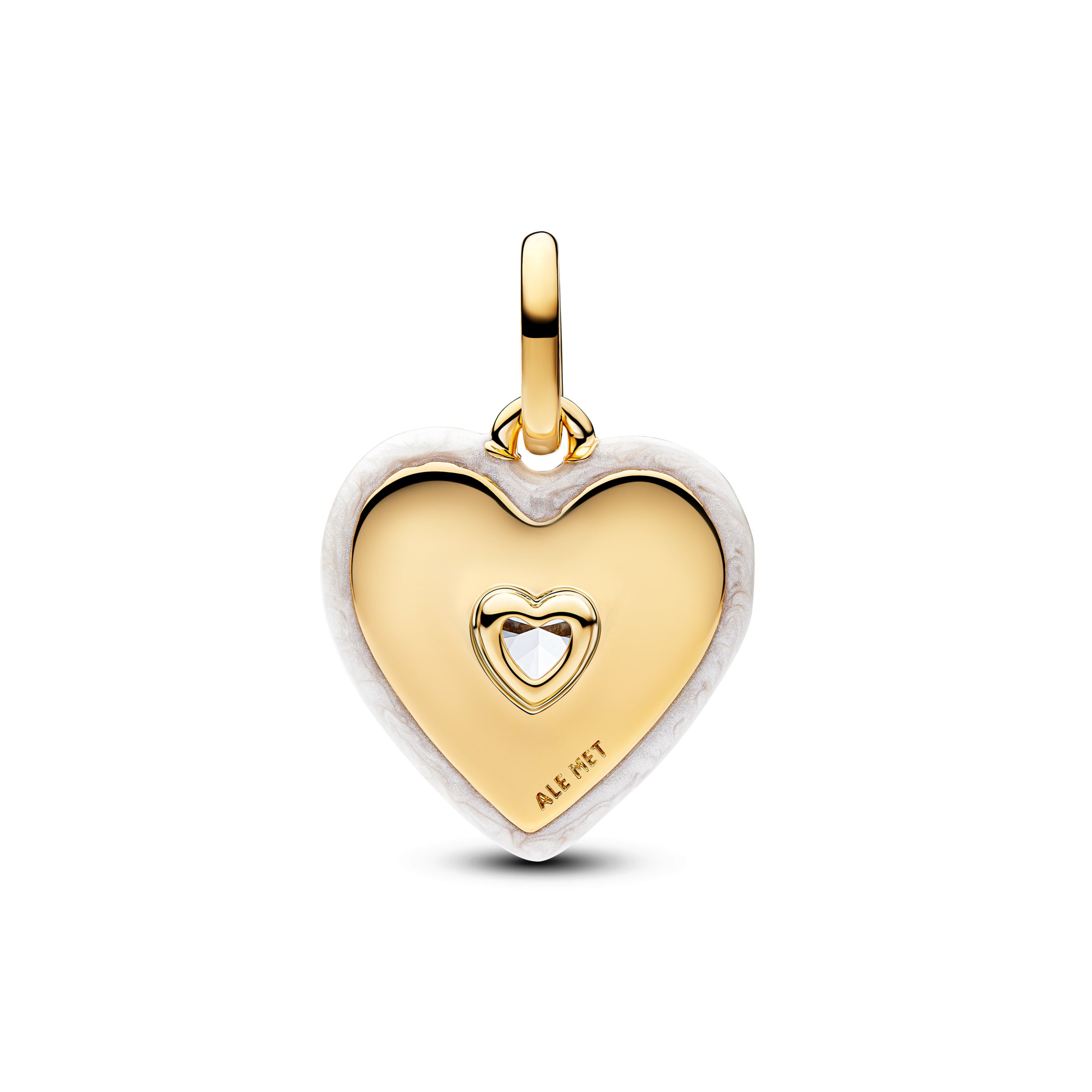 Radiating White Heart Medallion Charm