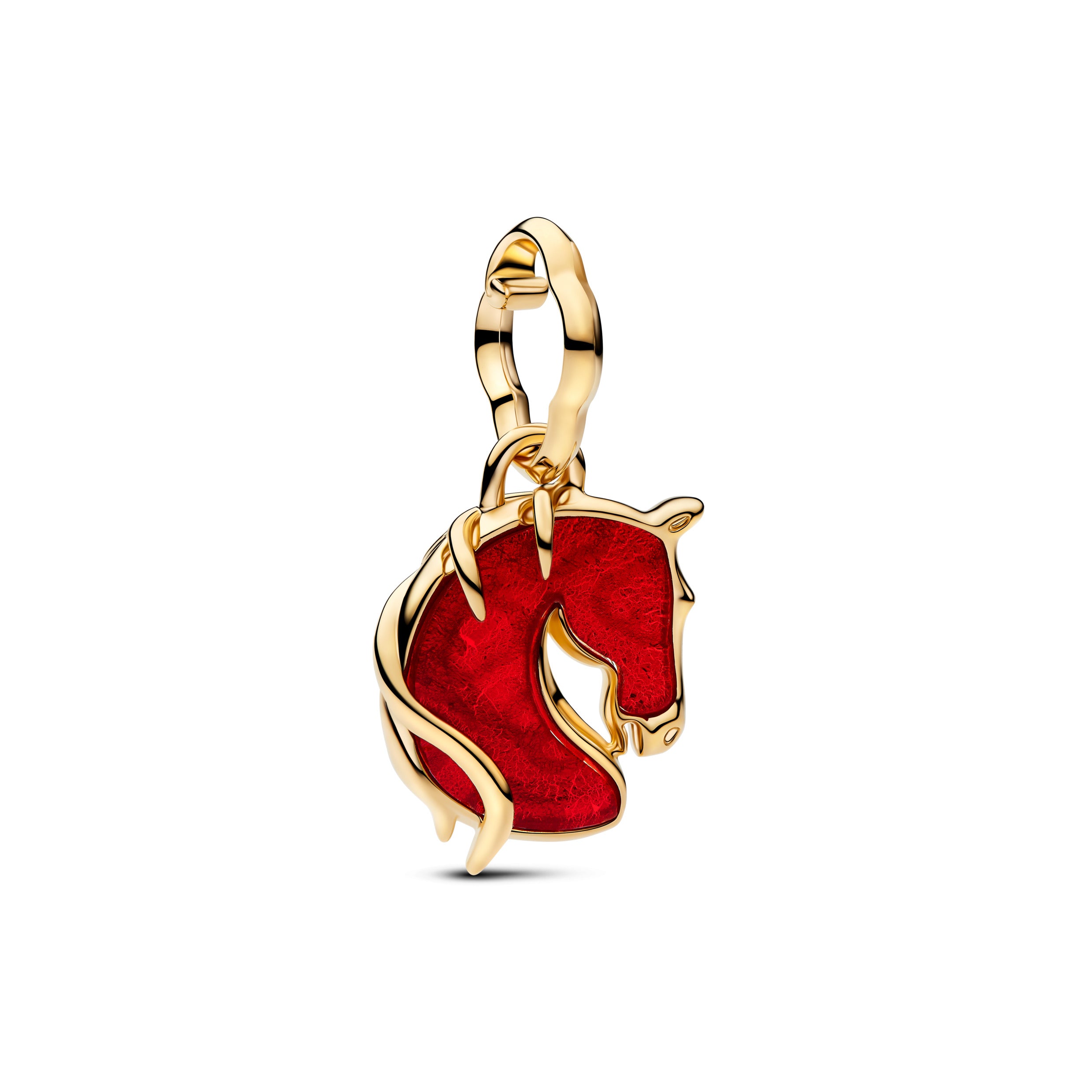 Red Fire Horse Murano Glass Dangle Charm