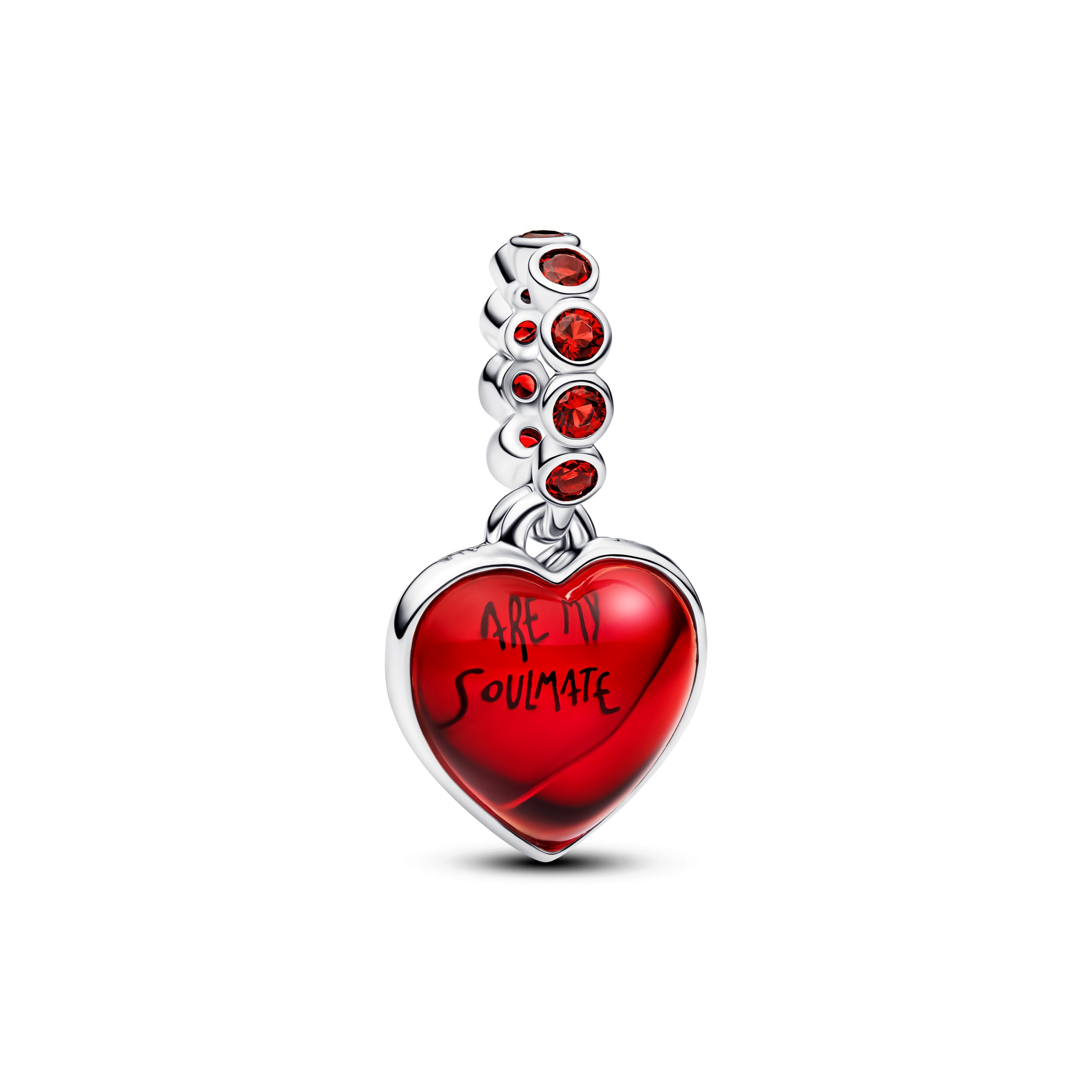 Red Murano Glass Heart Double Dangle Charm