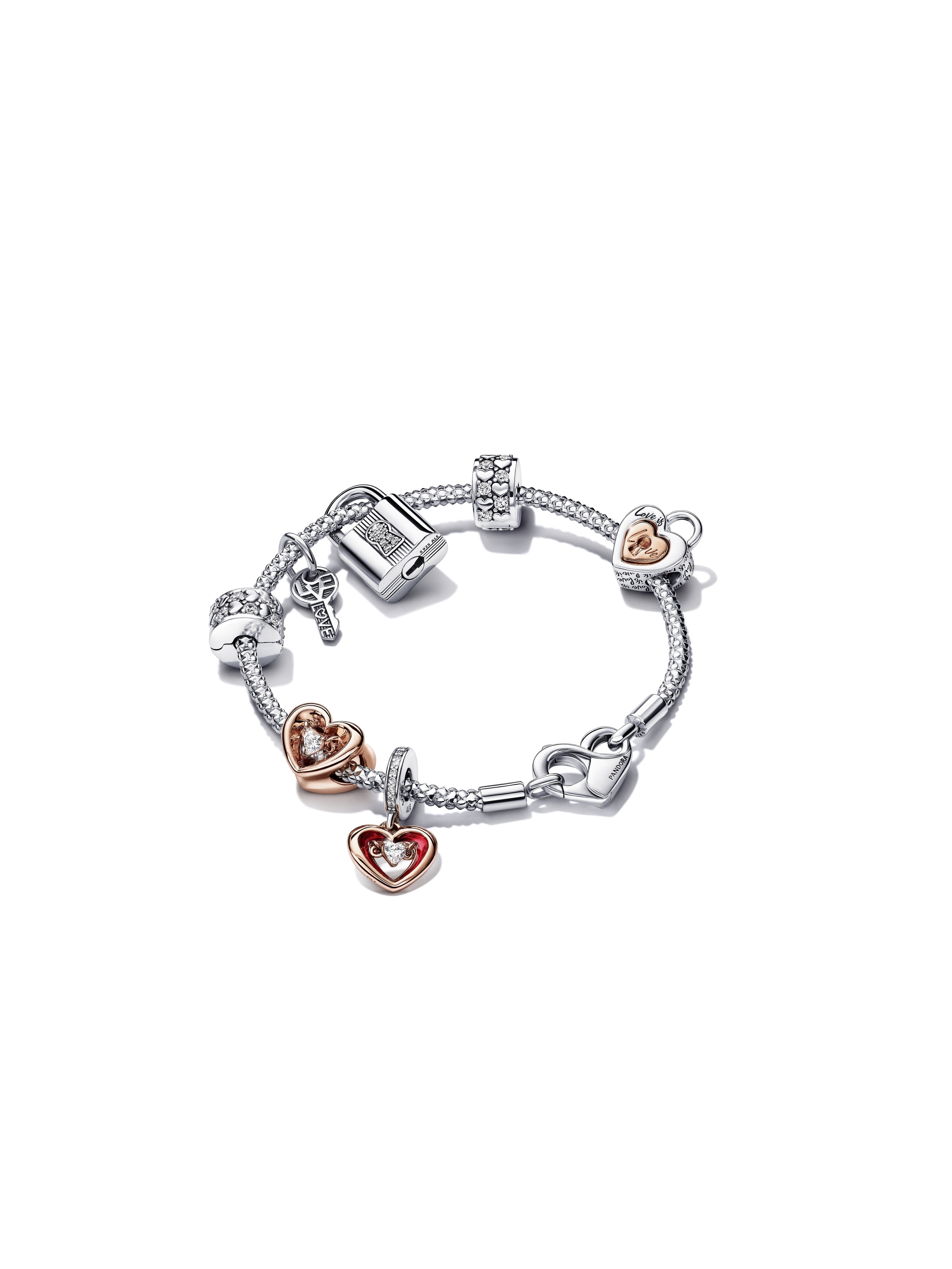 Open Heart Silver And 14K Rose Gold-Plated Dangle