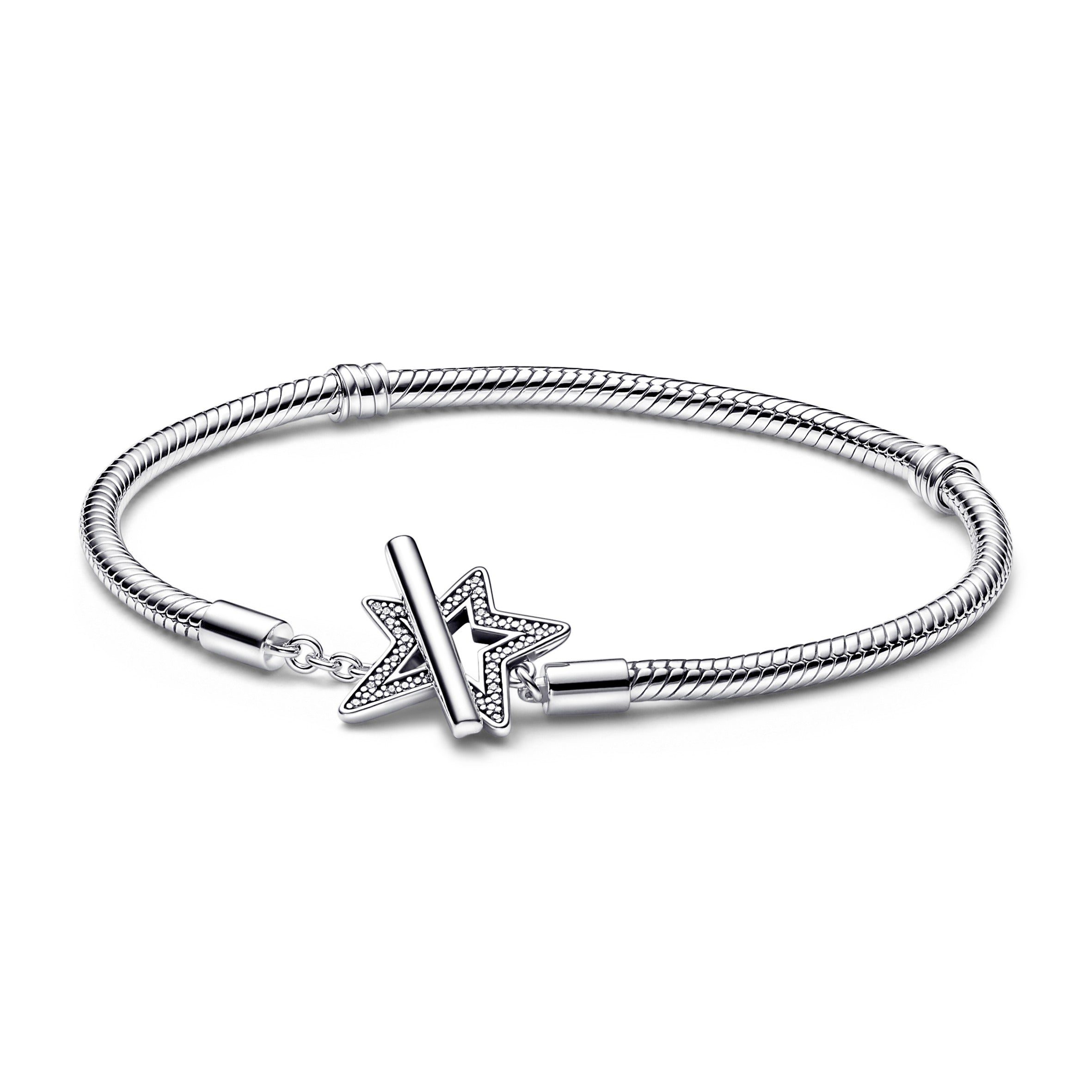 Snake Chain Silver Star Toggle Bracelet