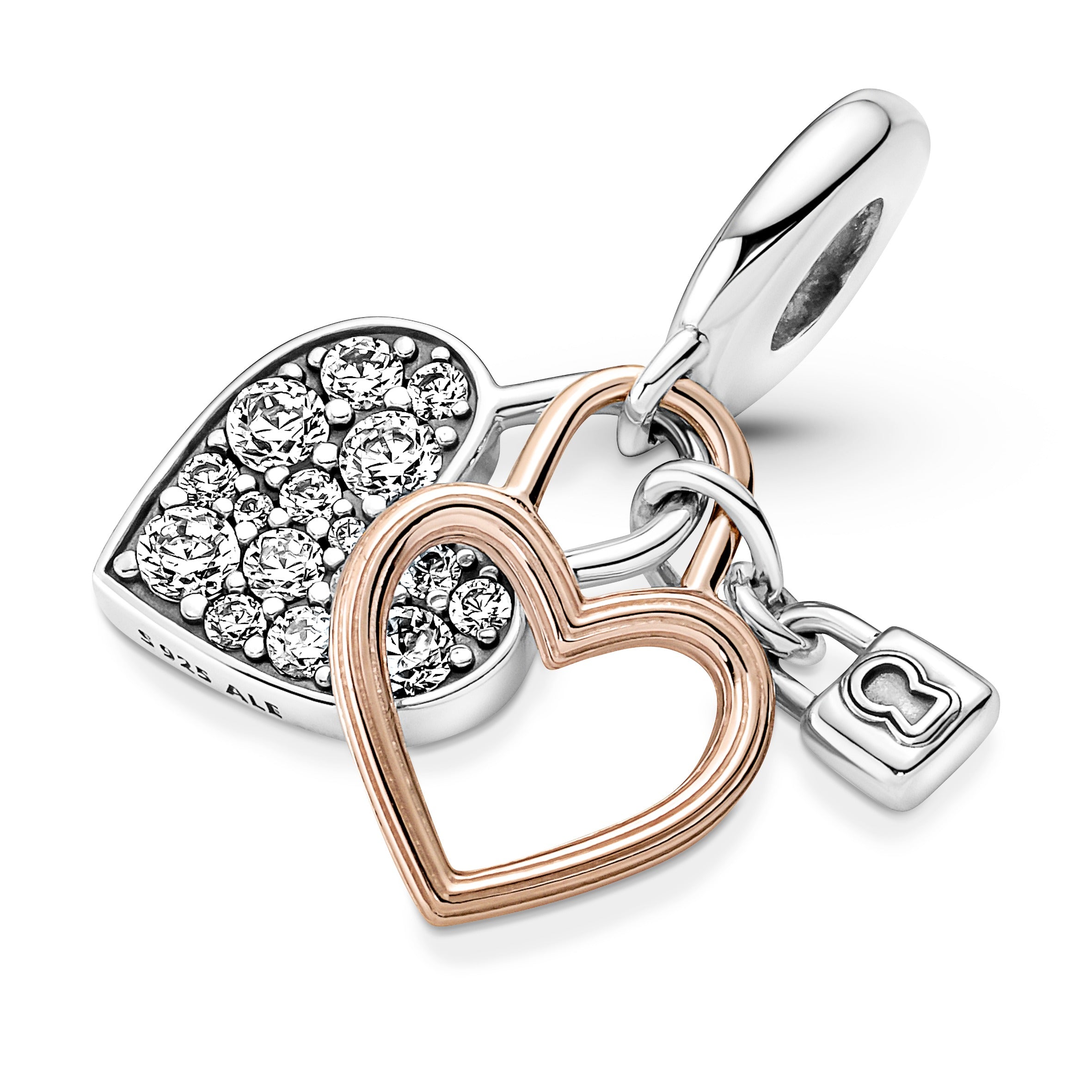 Heart Padlock Double Dangle
