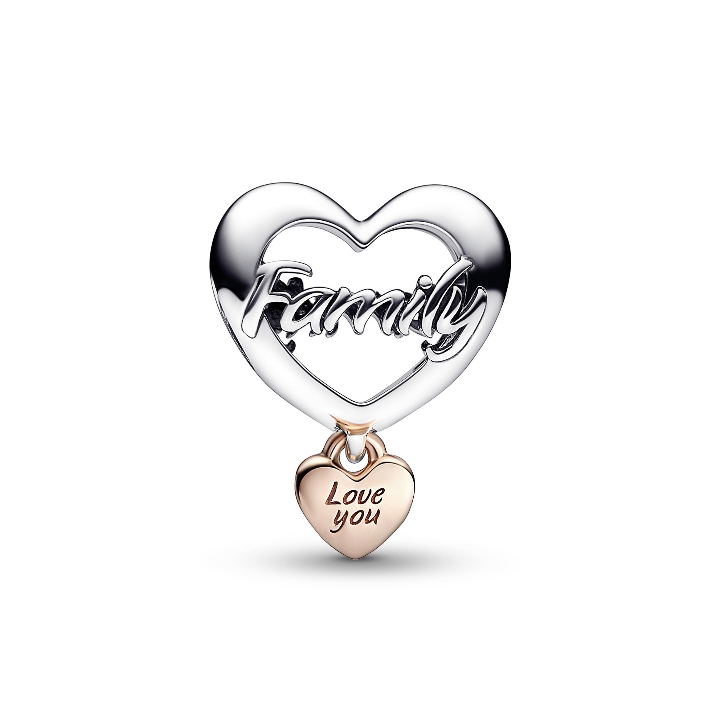 Family Heart Silver And Rose Gold-Plated Charm