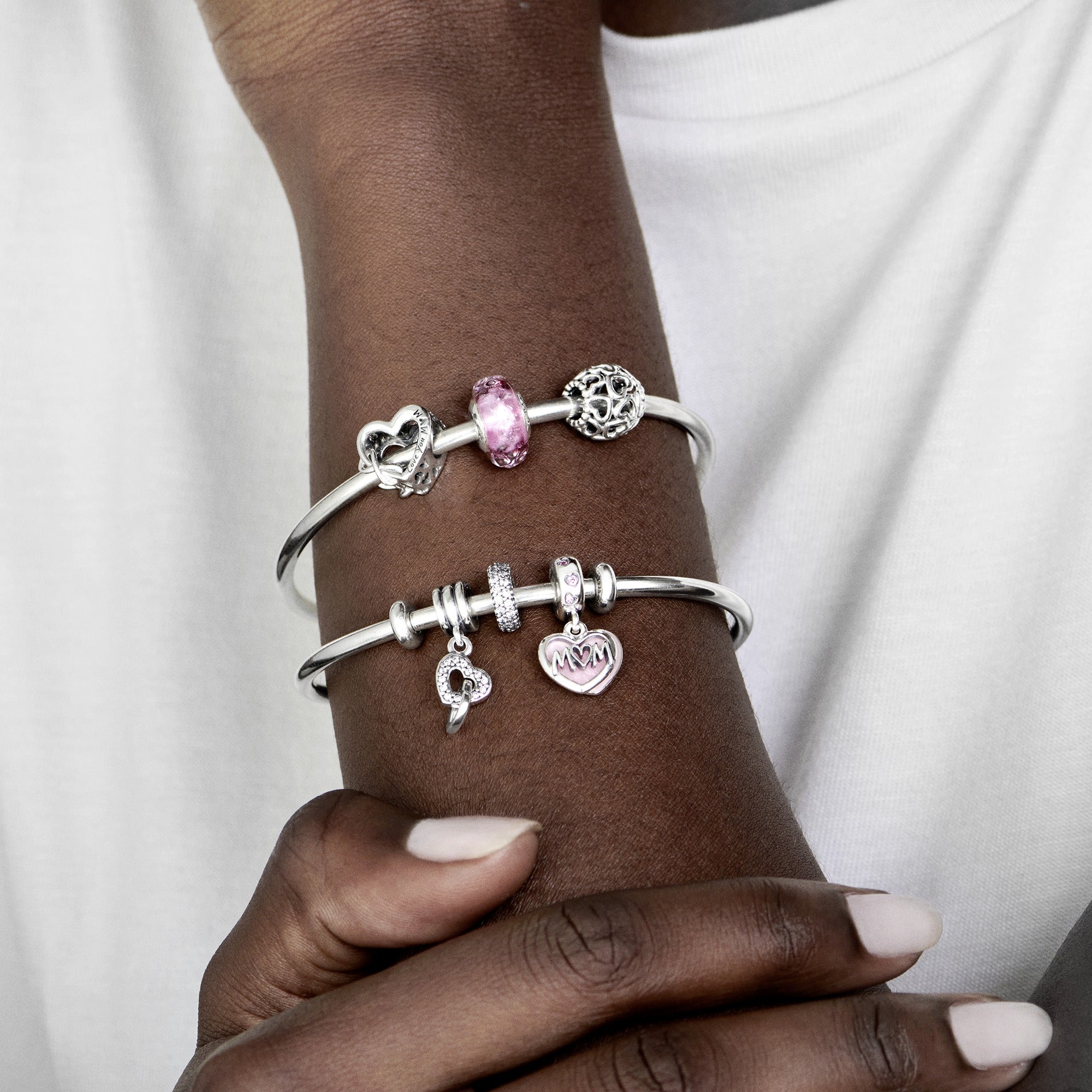 Openwork Hearts Silver Charm