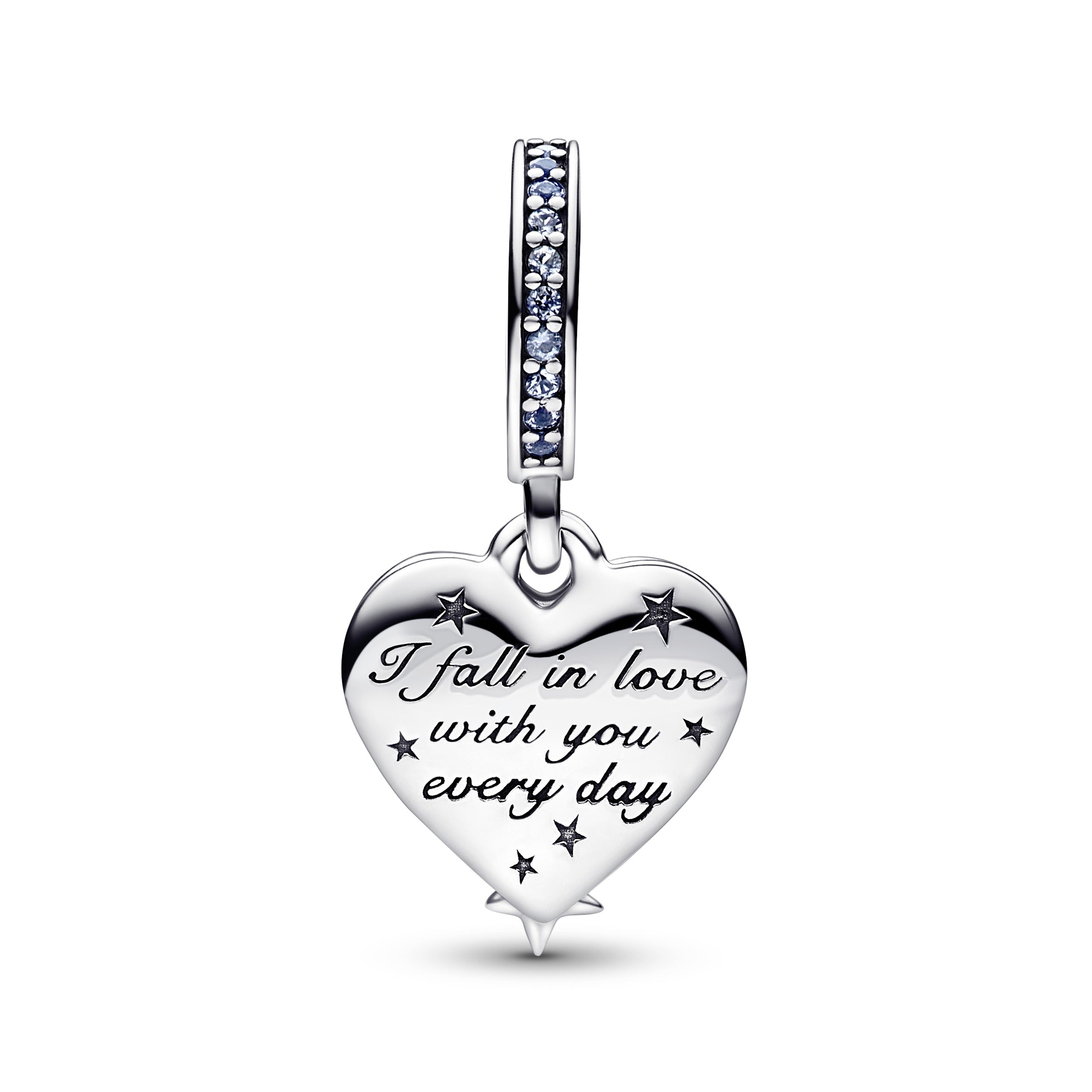 Shooting Stars Heart Silver Double Dangle
