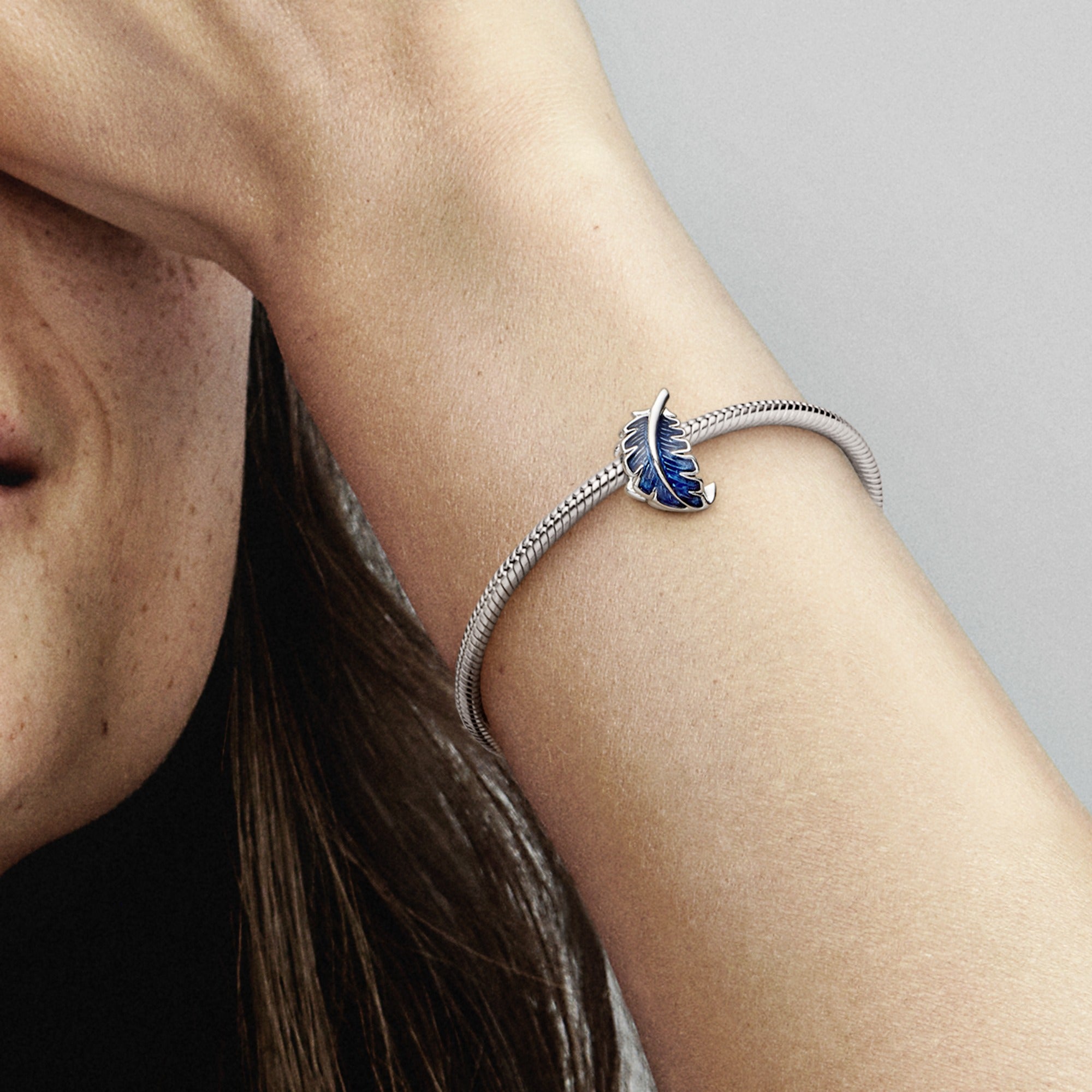 Blue Curved Feather Charm