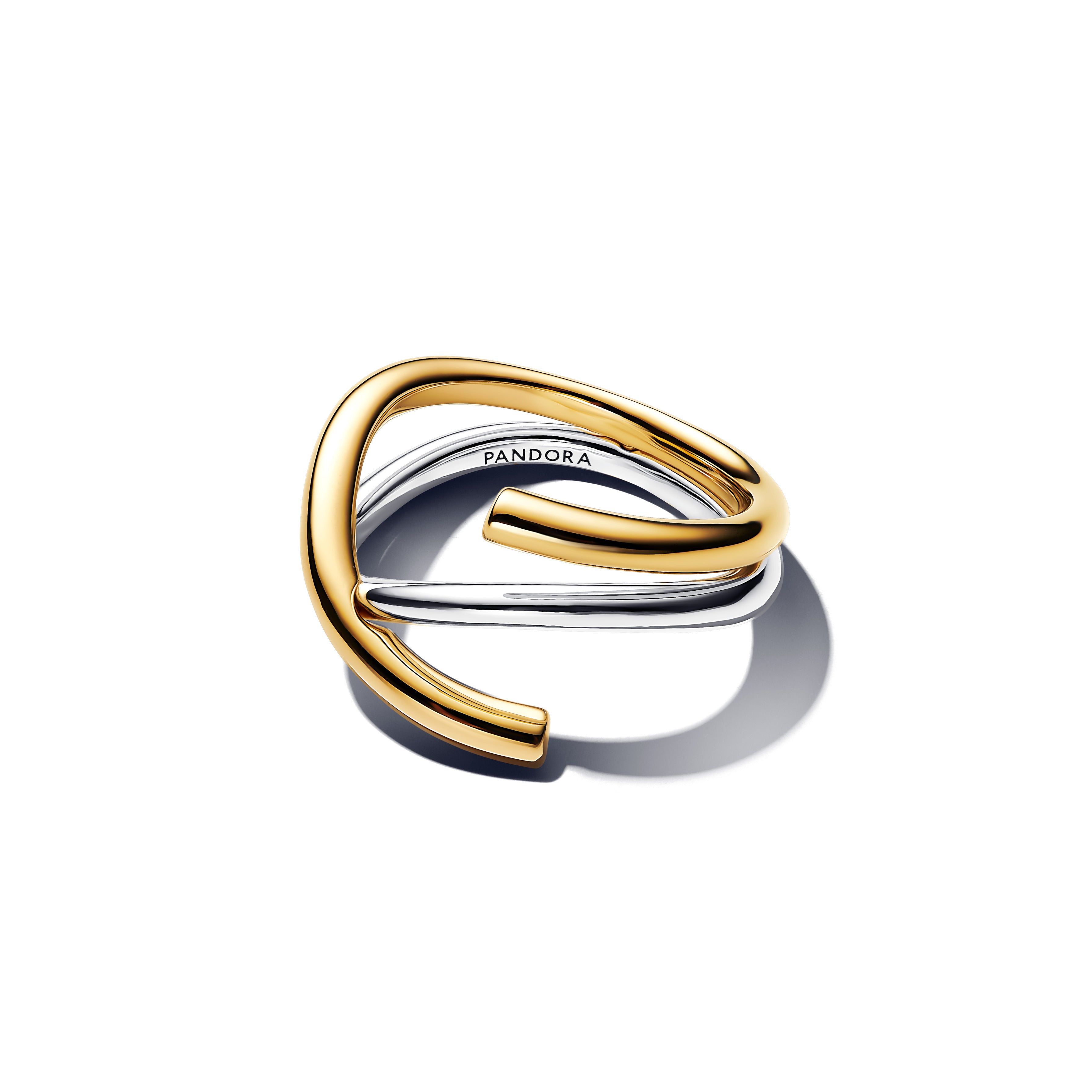 Organically Shaped Two-tone Double Ring