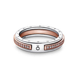 Pandora Signature Two-tone Logo & Pavé Ring