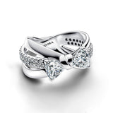 Sparkling Bow Crossover Ring