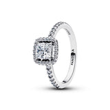 Sparkling Square Halo Ring